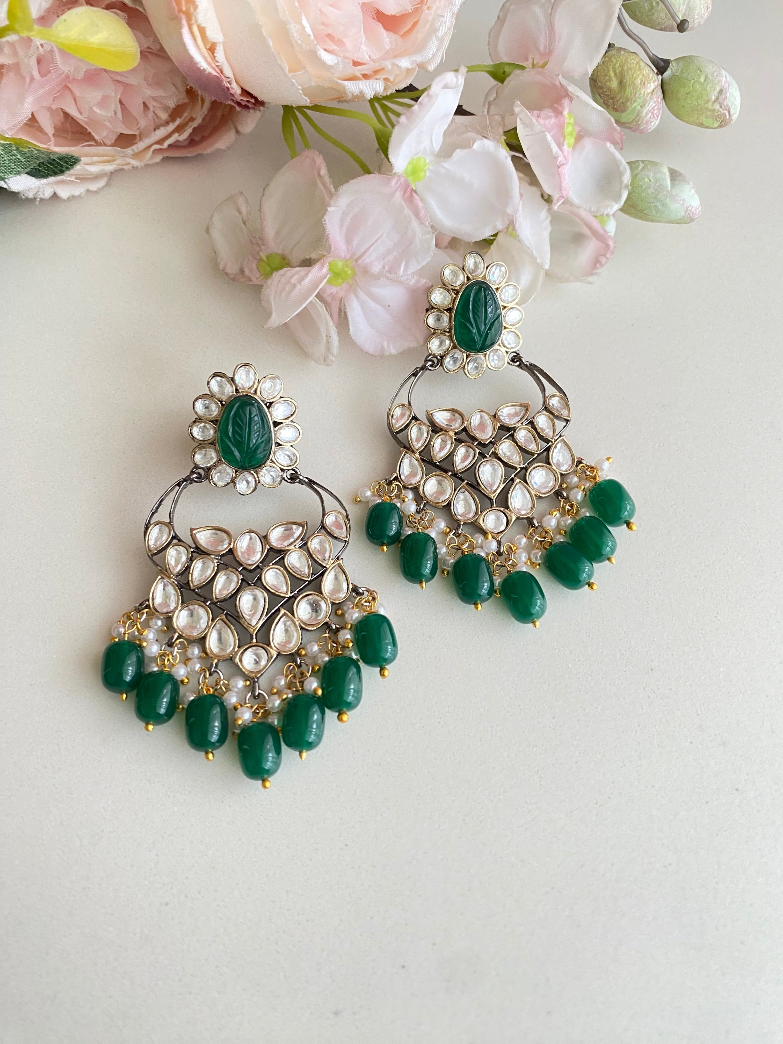 Silver plated Moissanite Chandbaali Earring