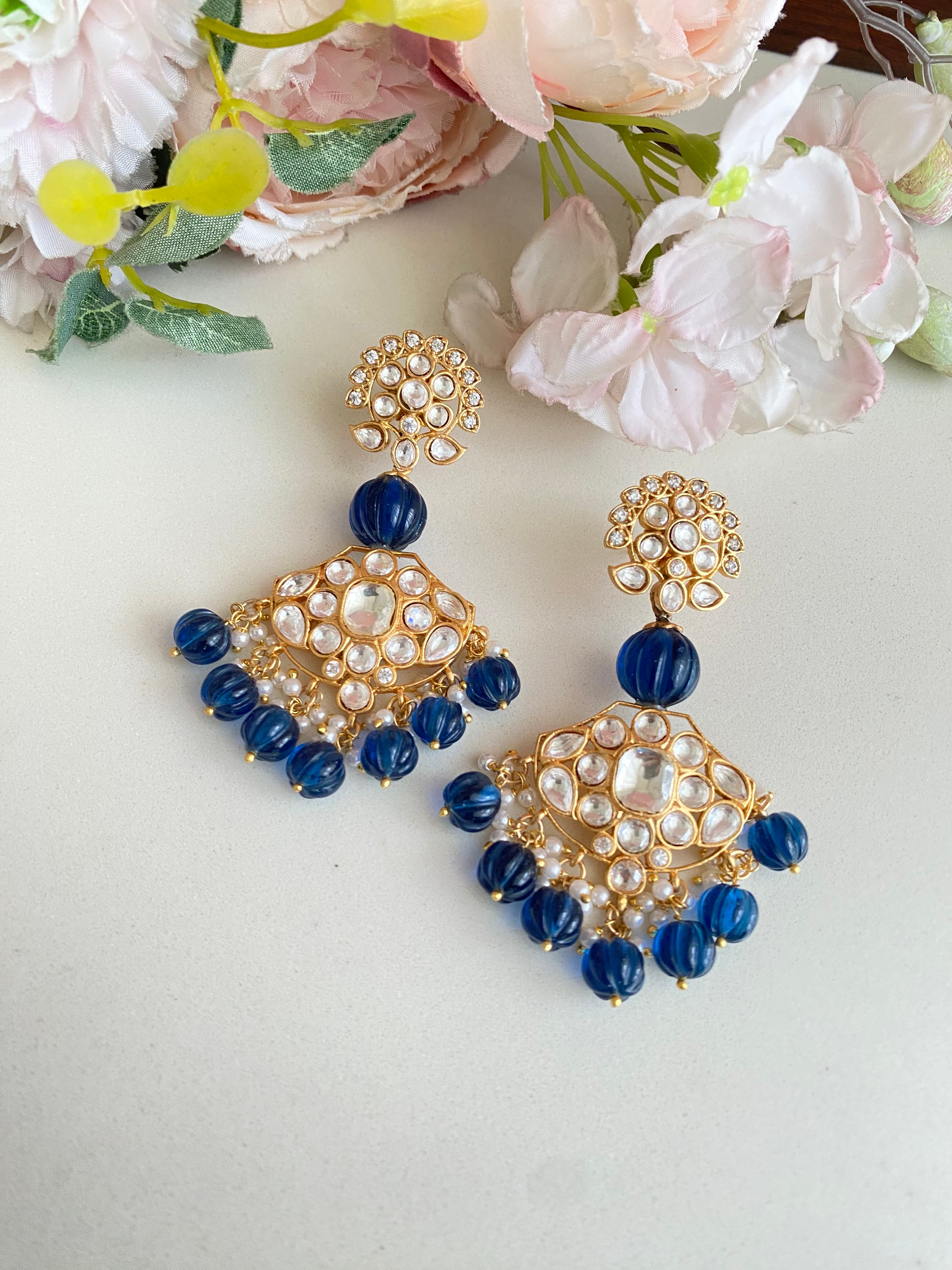 Gold plated Blue Earrings