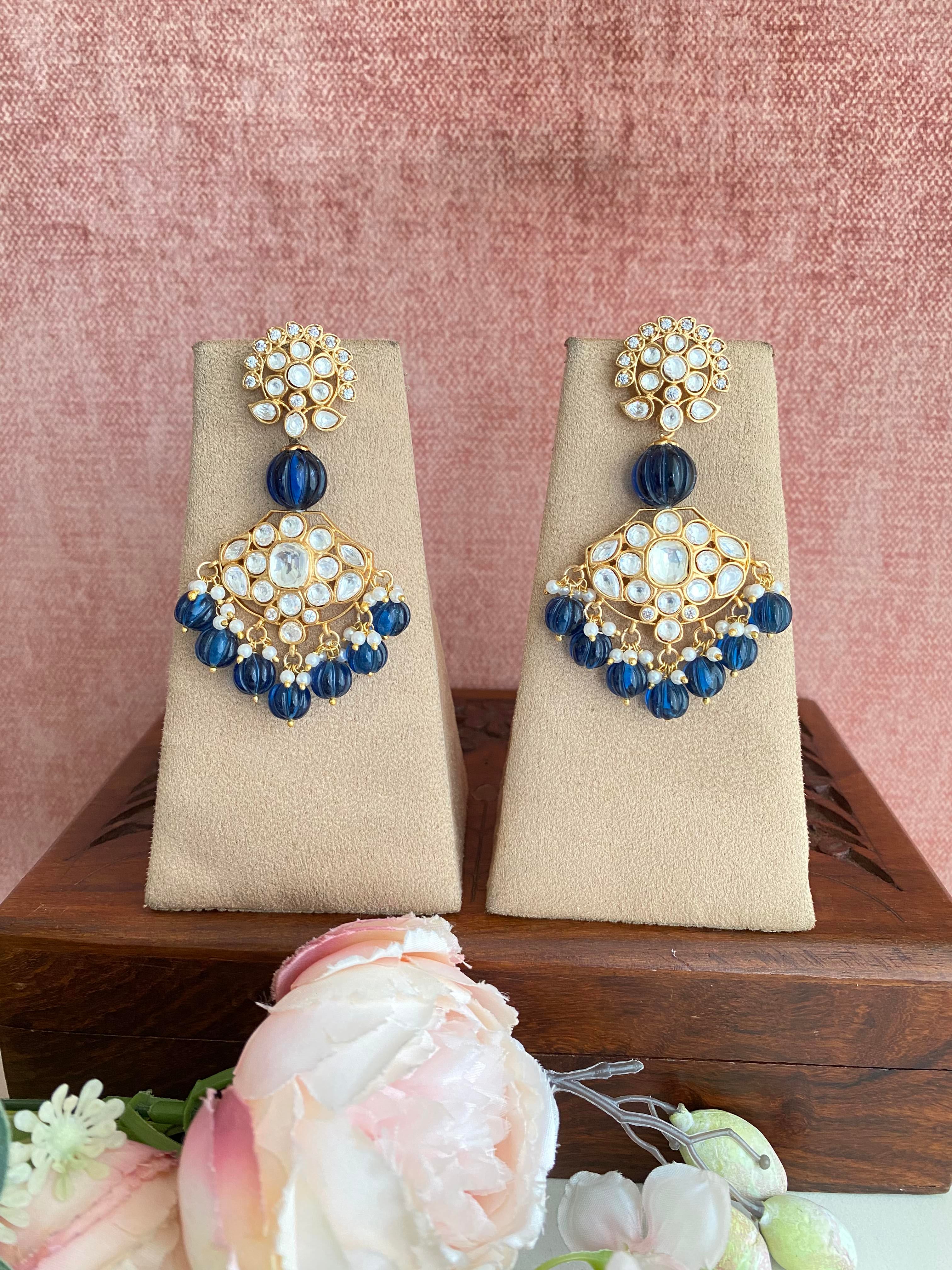 Gold plated Blue Earrings