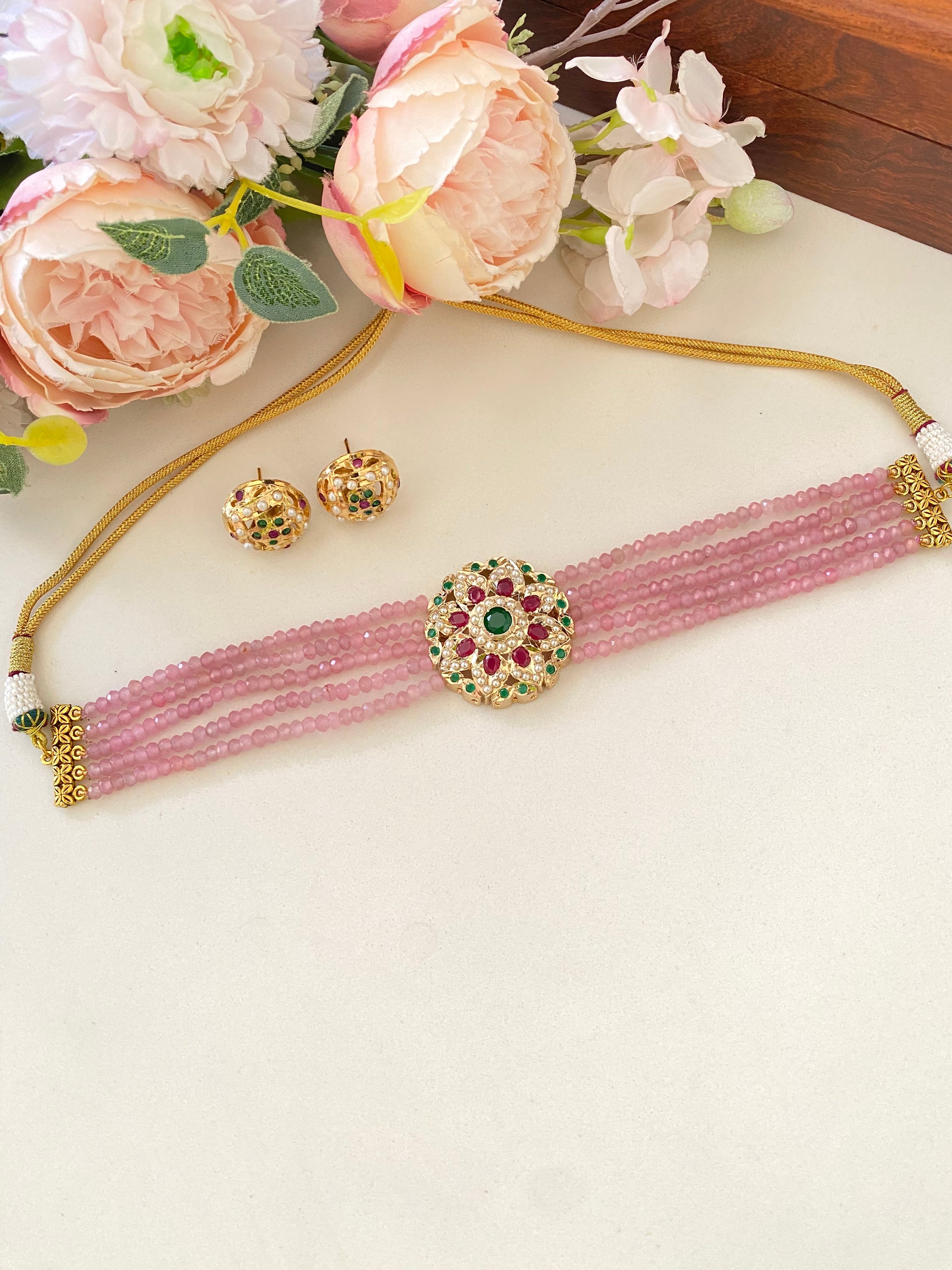 Multicolour Jadau Choker Set