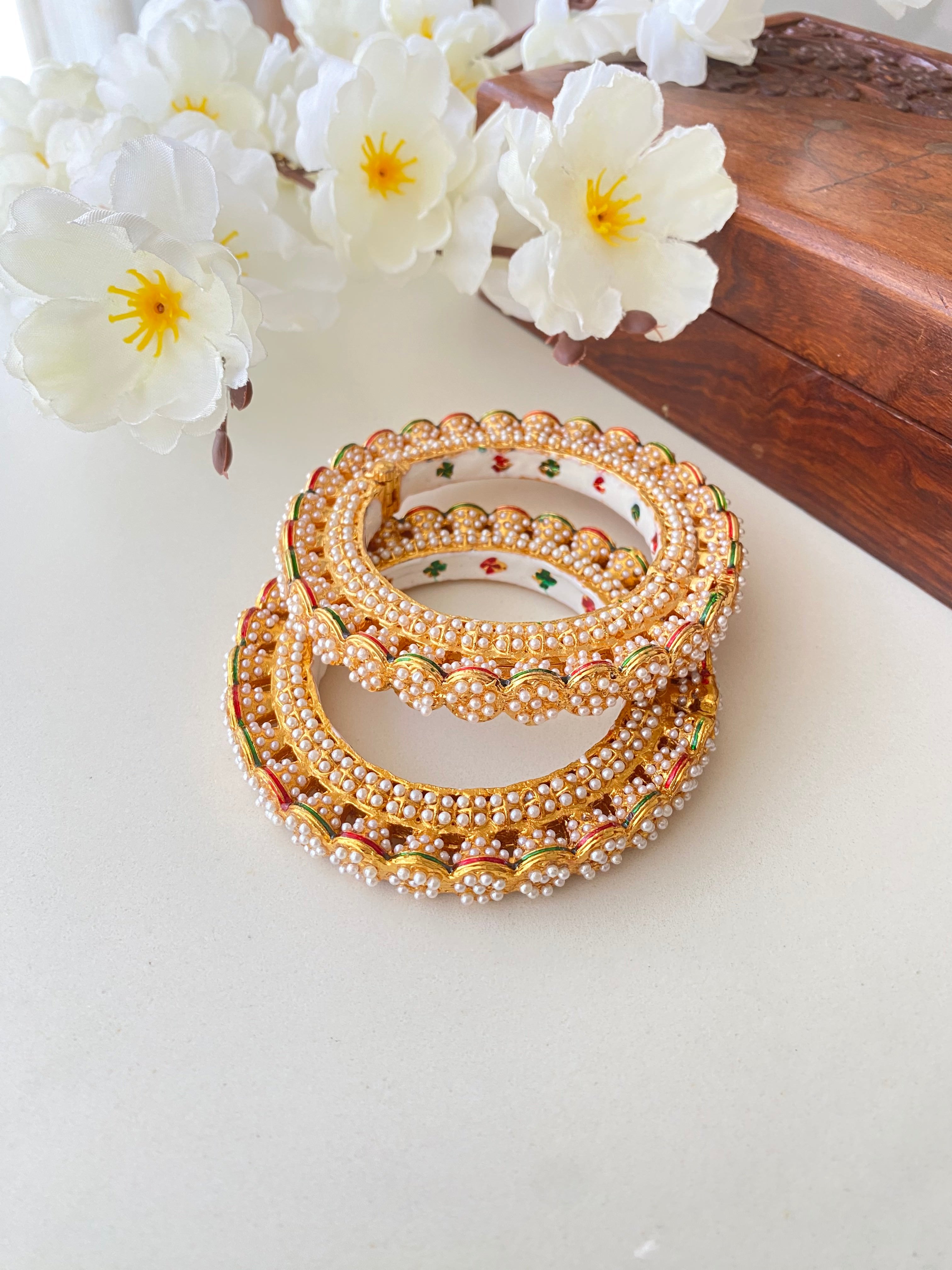 Amritsari Jadau Gold Plated Multicolor Bangles