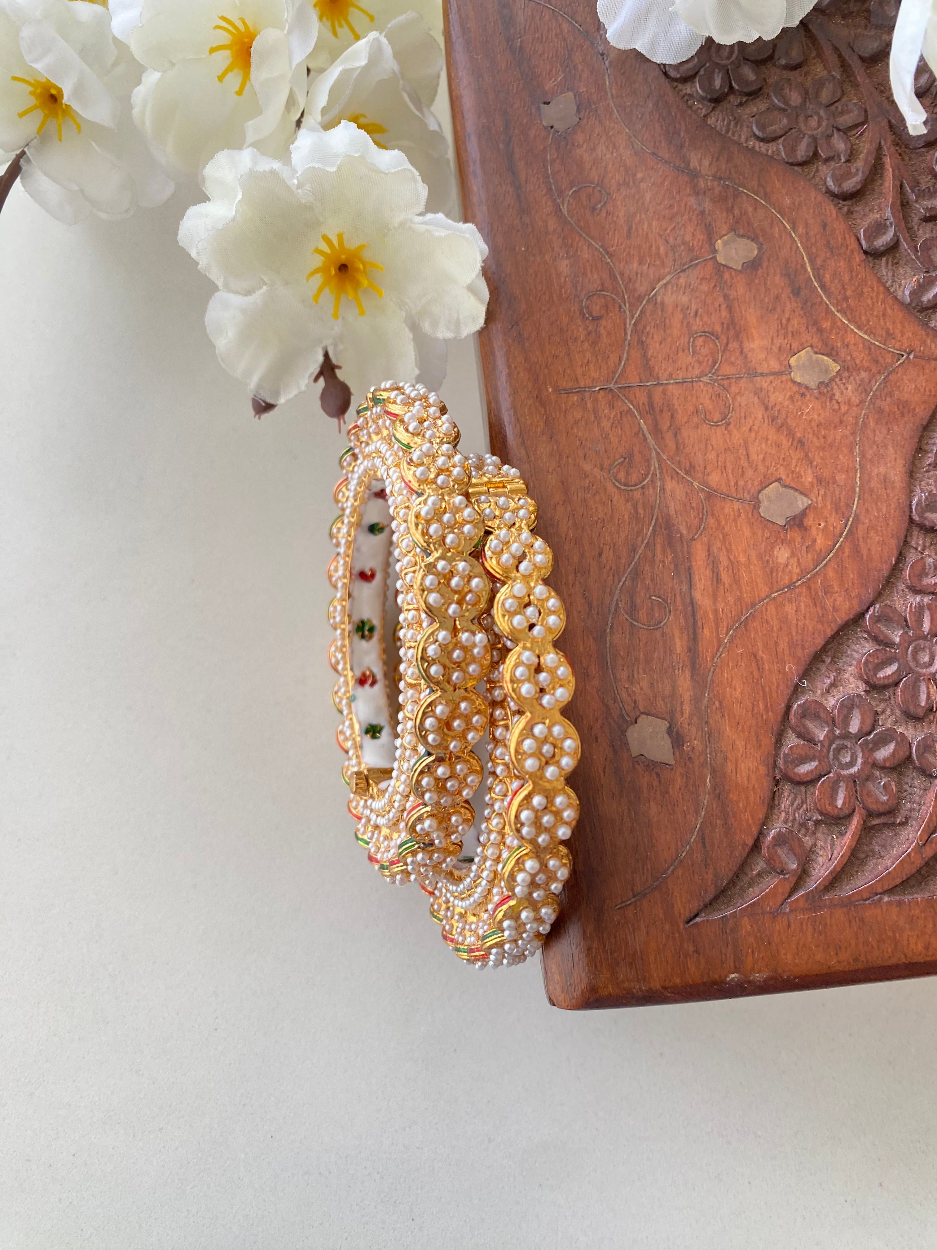 Amritsari Jadau Gold Plated Multicolor Bangles