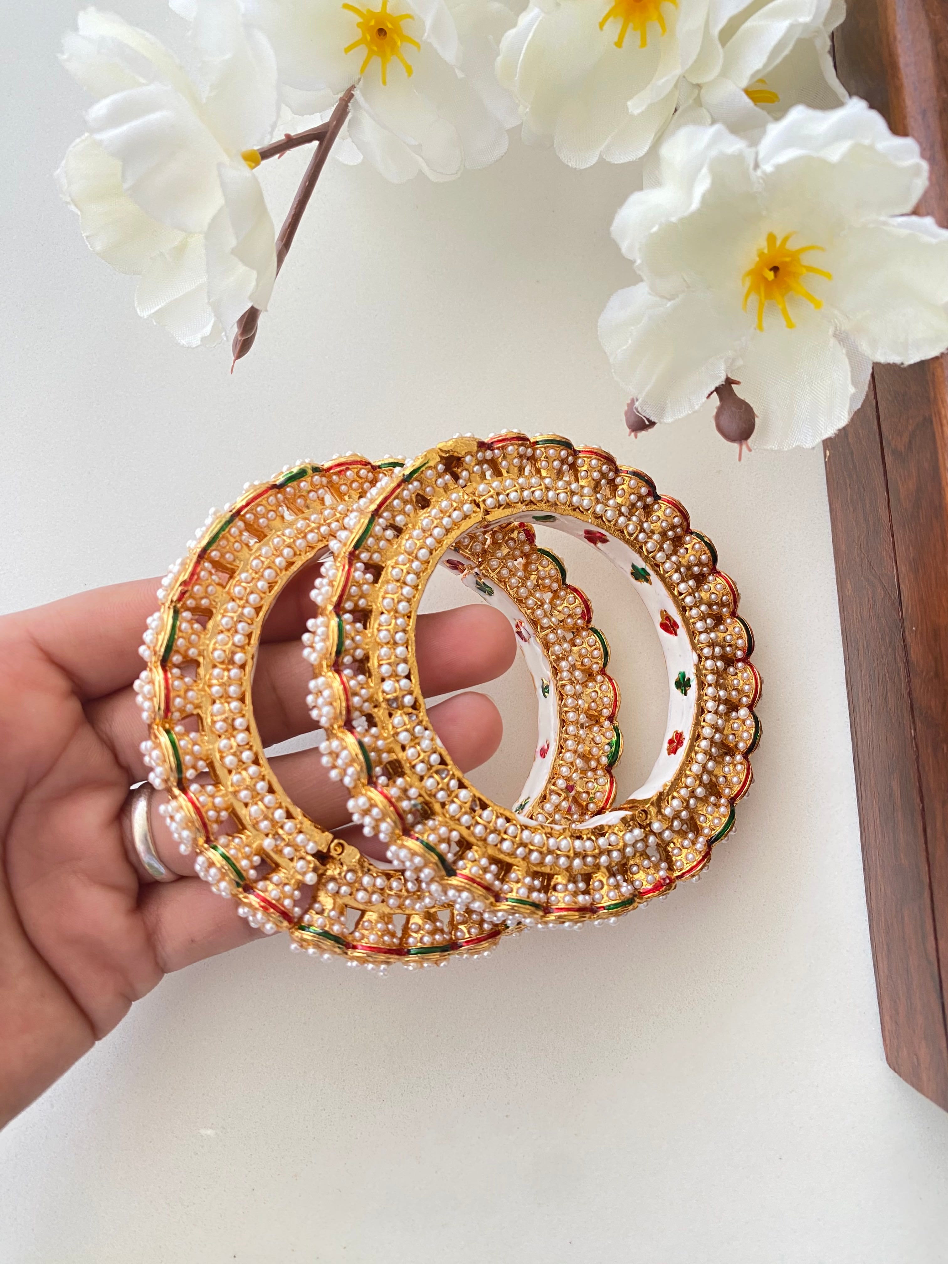 Amritsari Jadau Gold Plated Multicolor Bangles