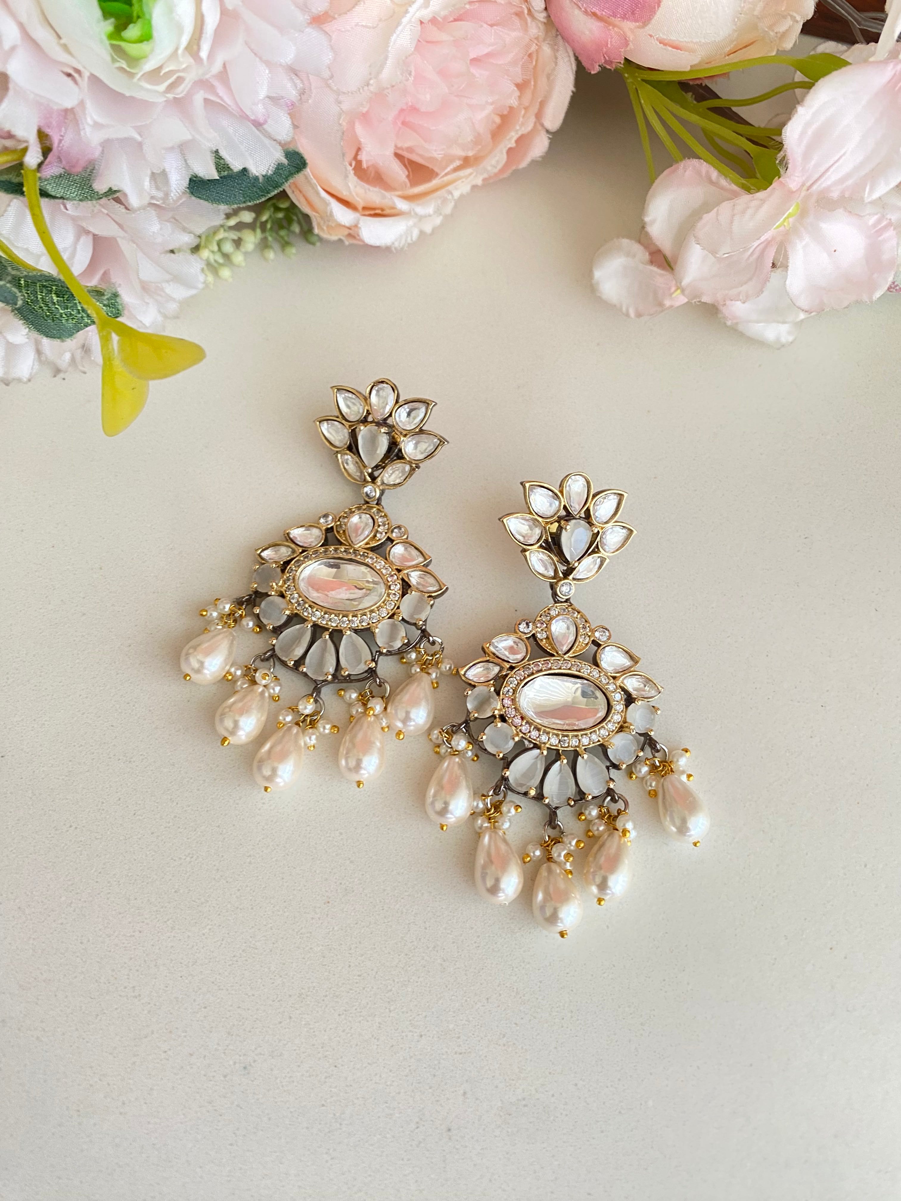 Silver plated Moissanite Earring