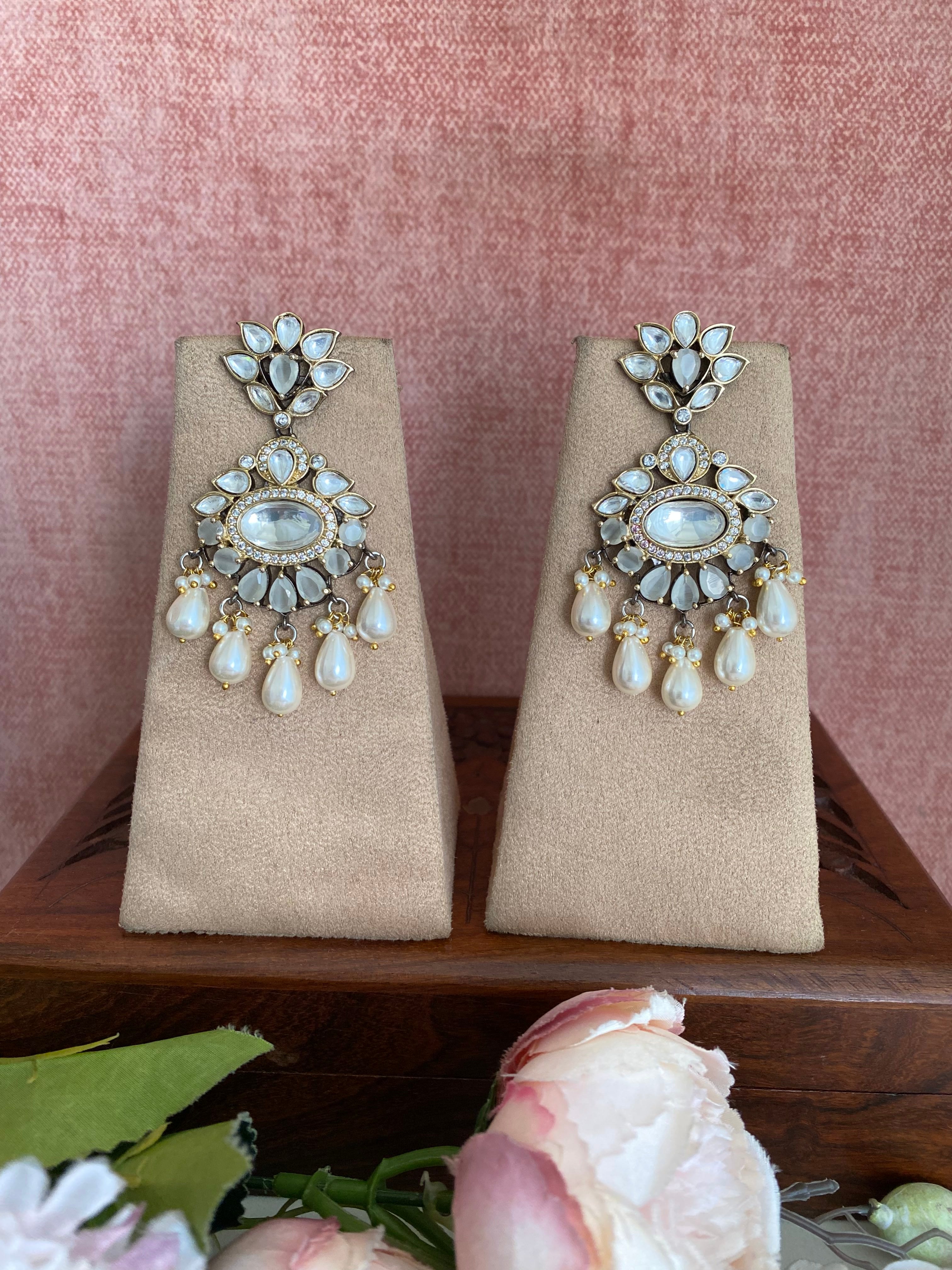 Silver plated Moissanite Earring