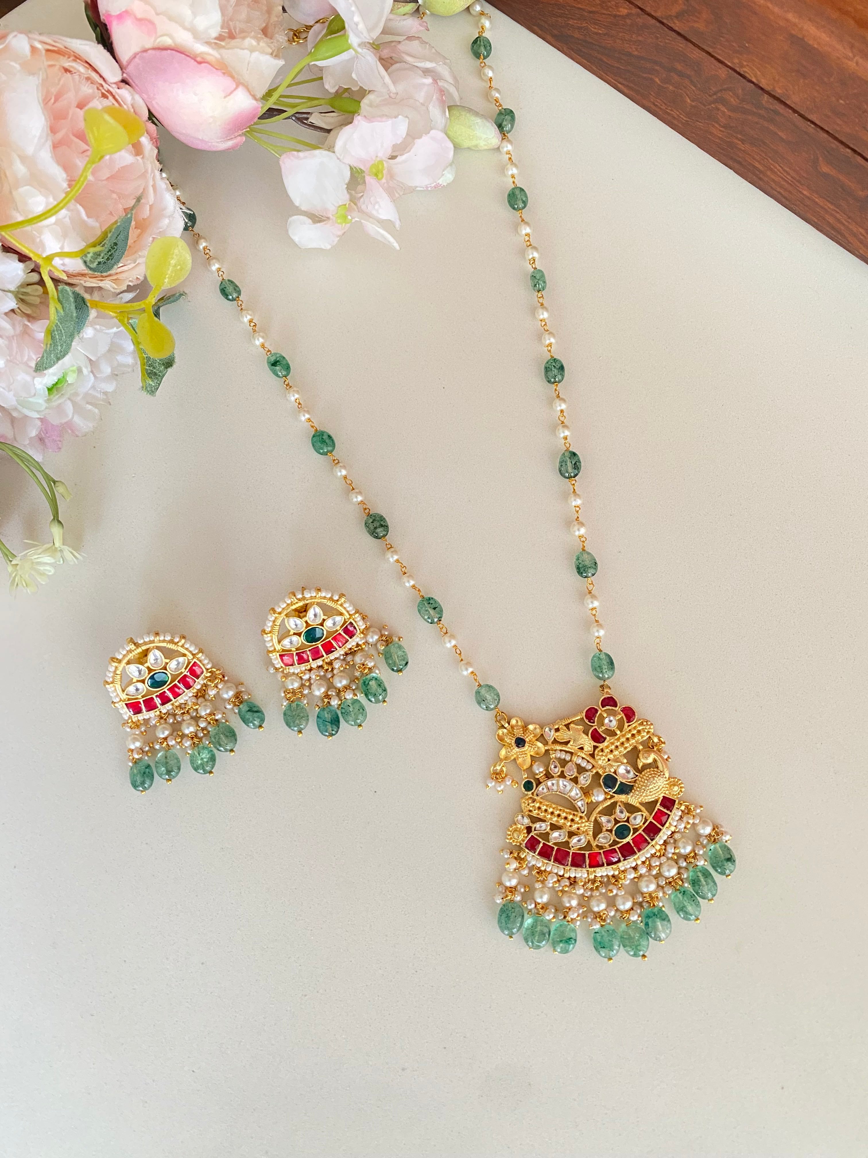 Gold Plated Kundan Long Necklace Set