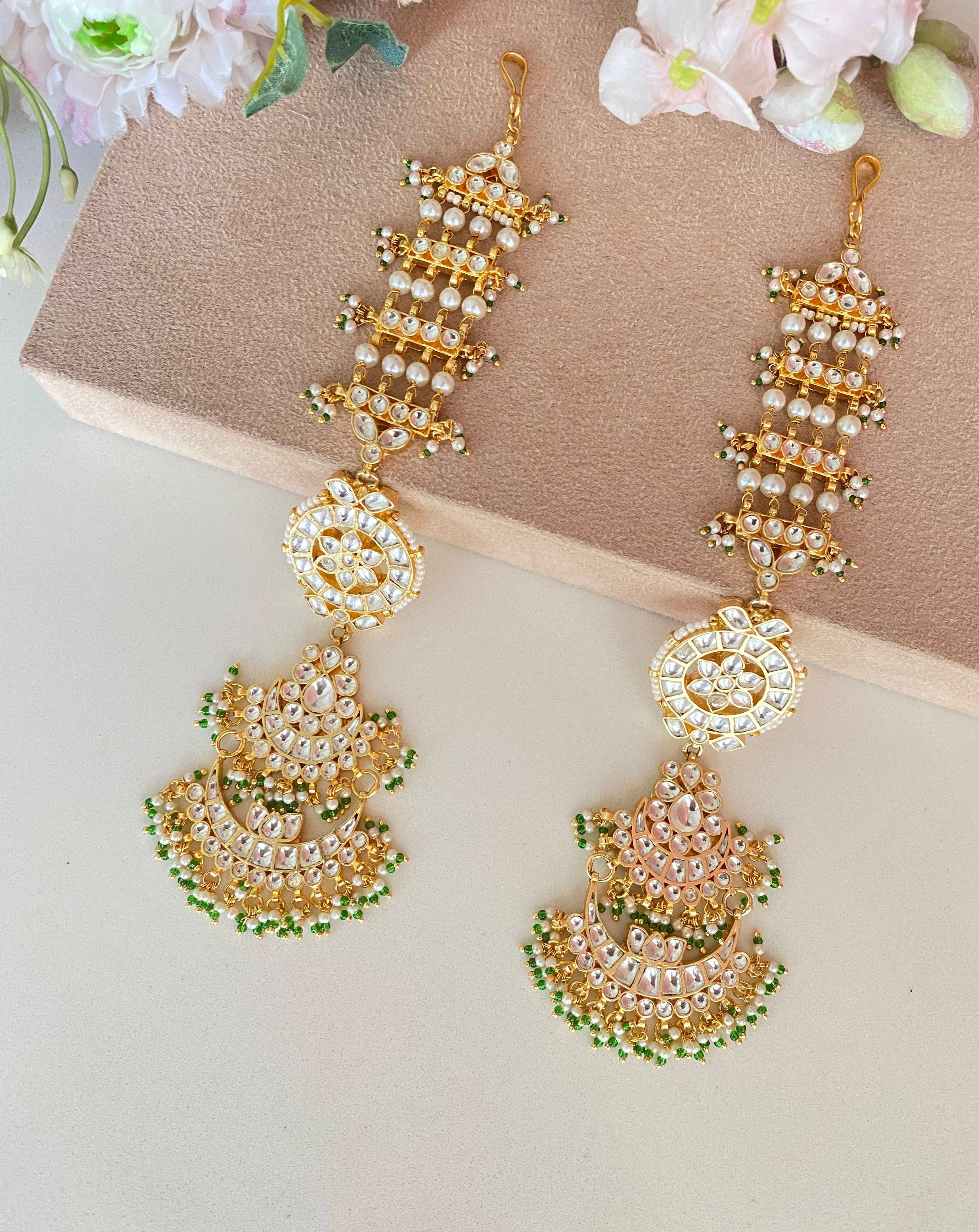 Gold plated Kundan Chandbaali Earring