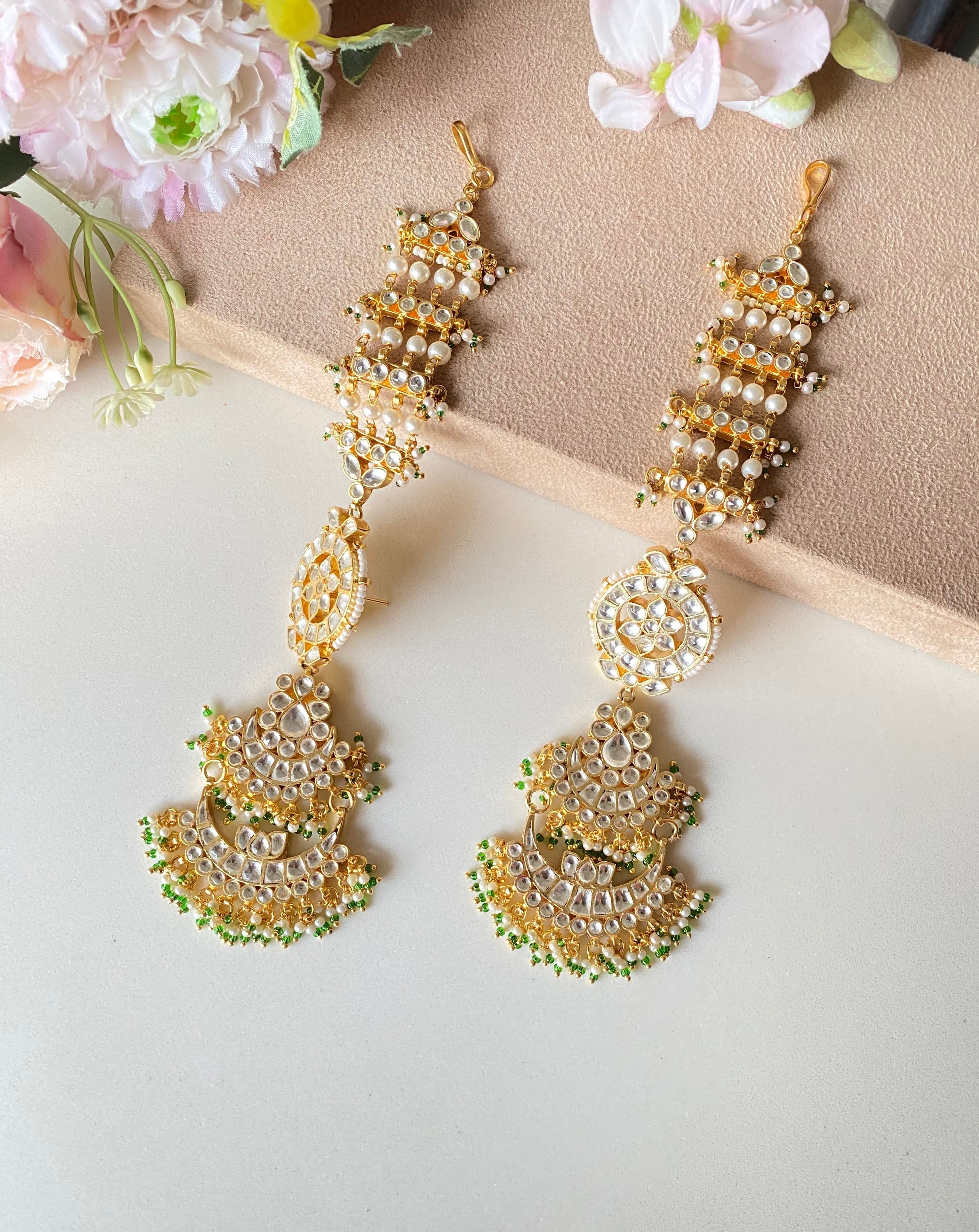 Gold plated Kundan Chandbaali Earring