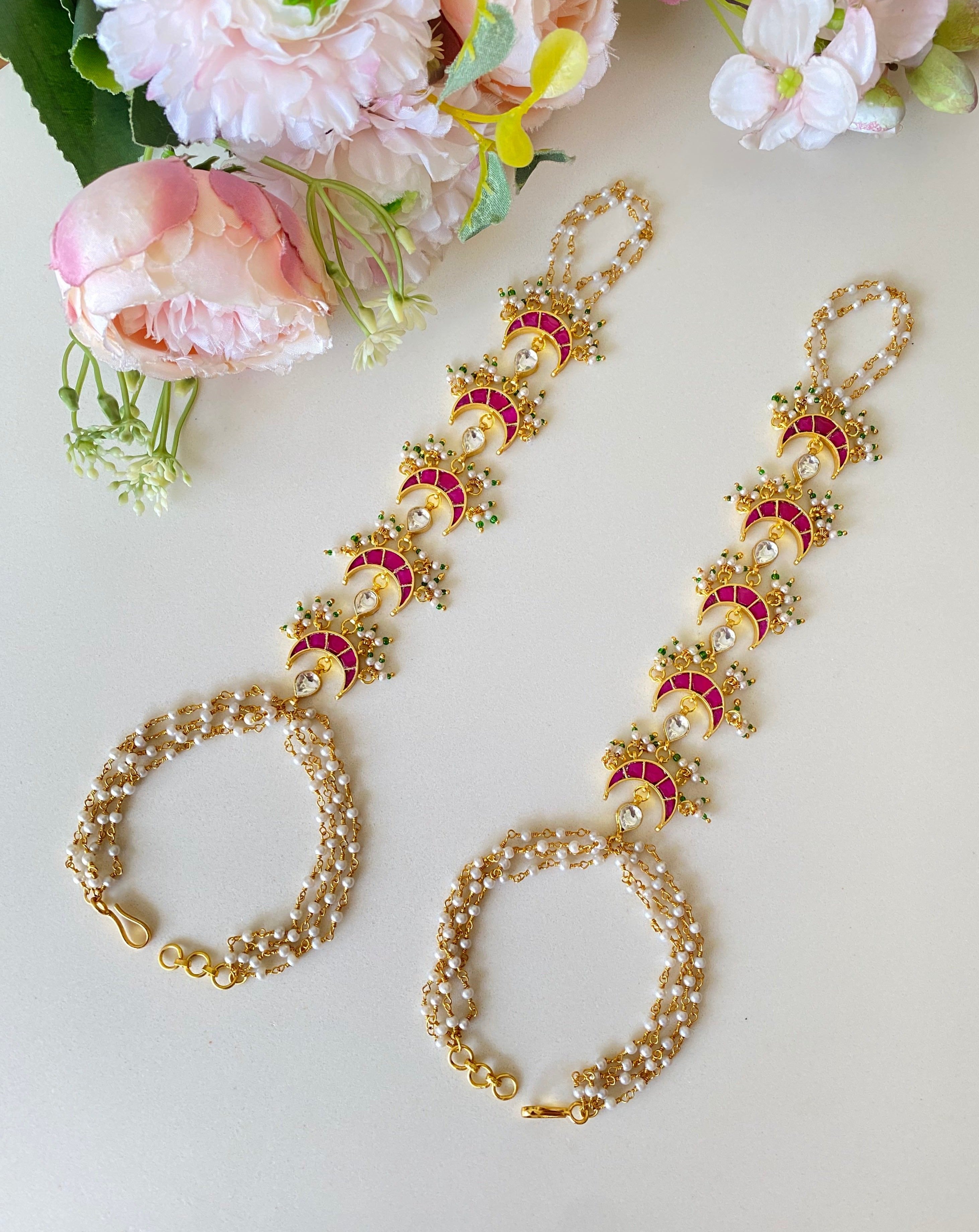 Gold Plated Pink Hathphool