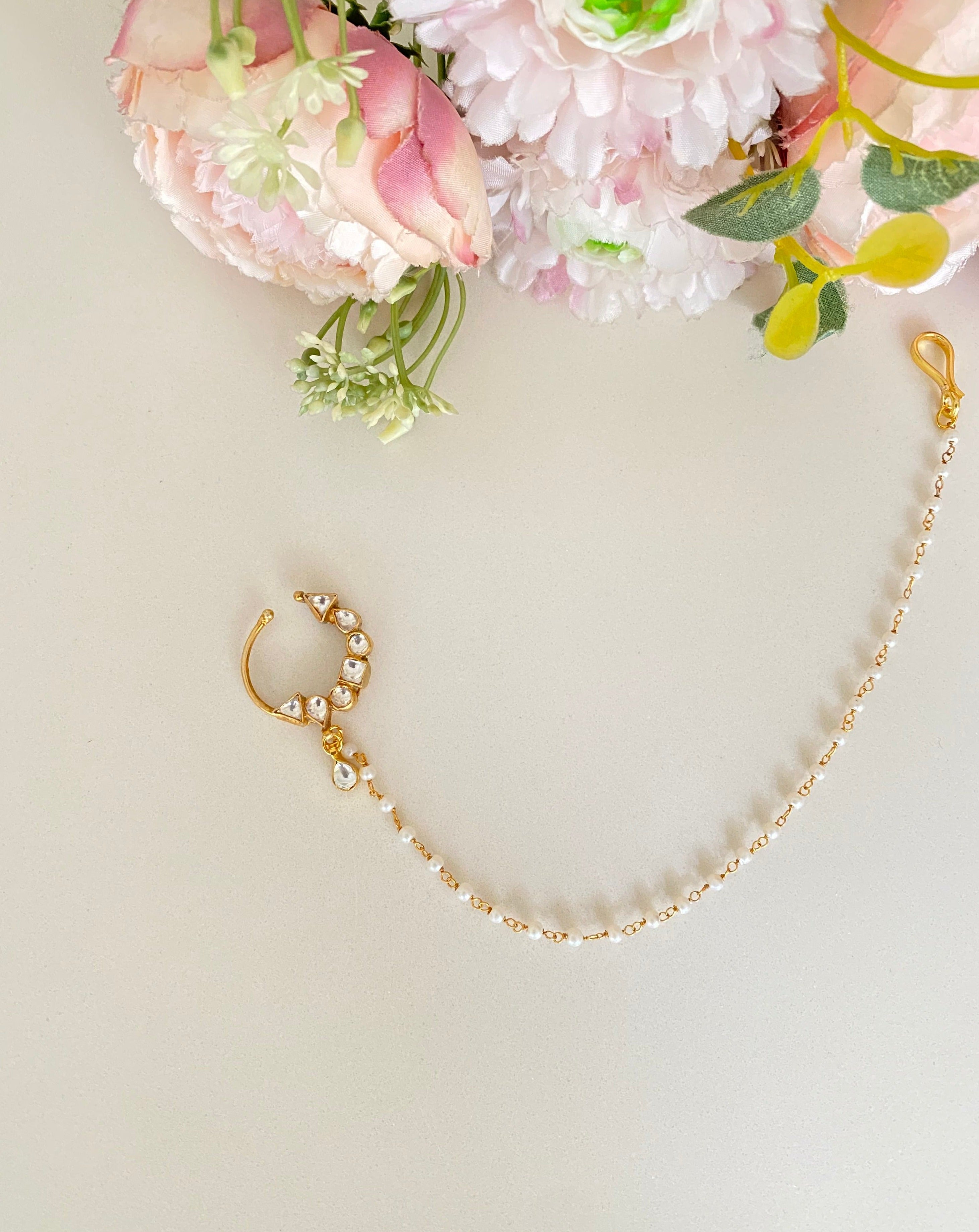 Gold plated Kundan Nose Ring