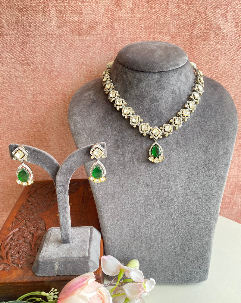 Faux Polki Necklace Set