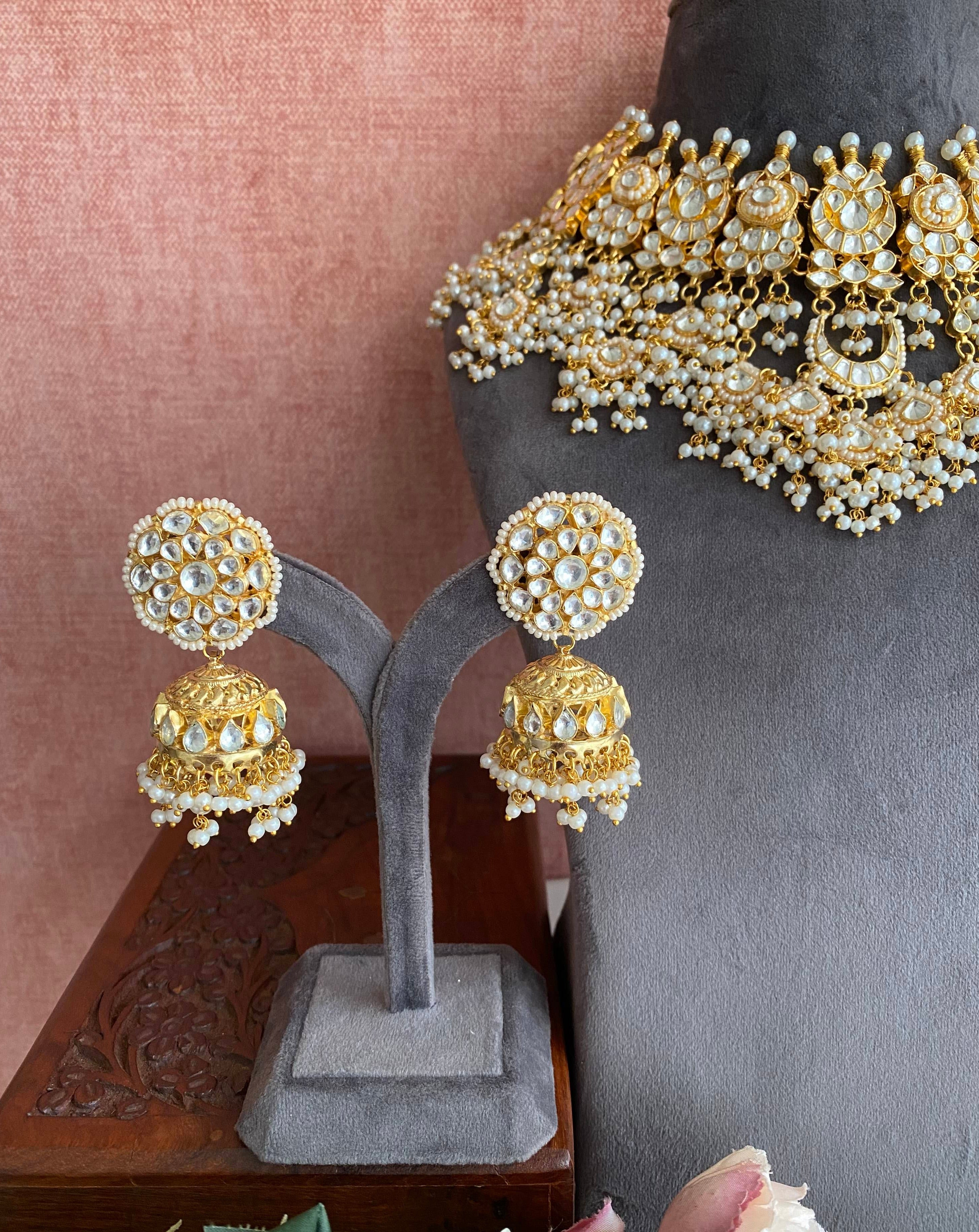 Gold Plated Kundan Bridal Necklace Set