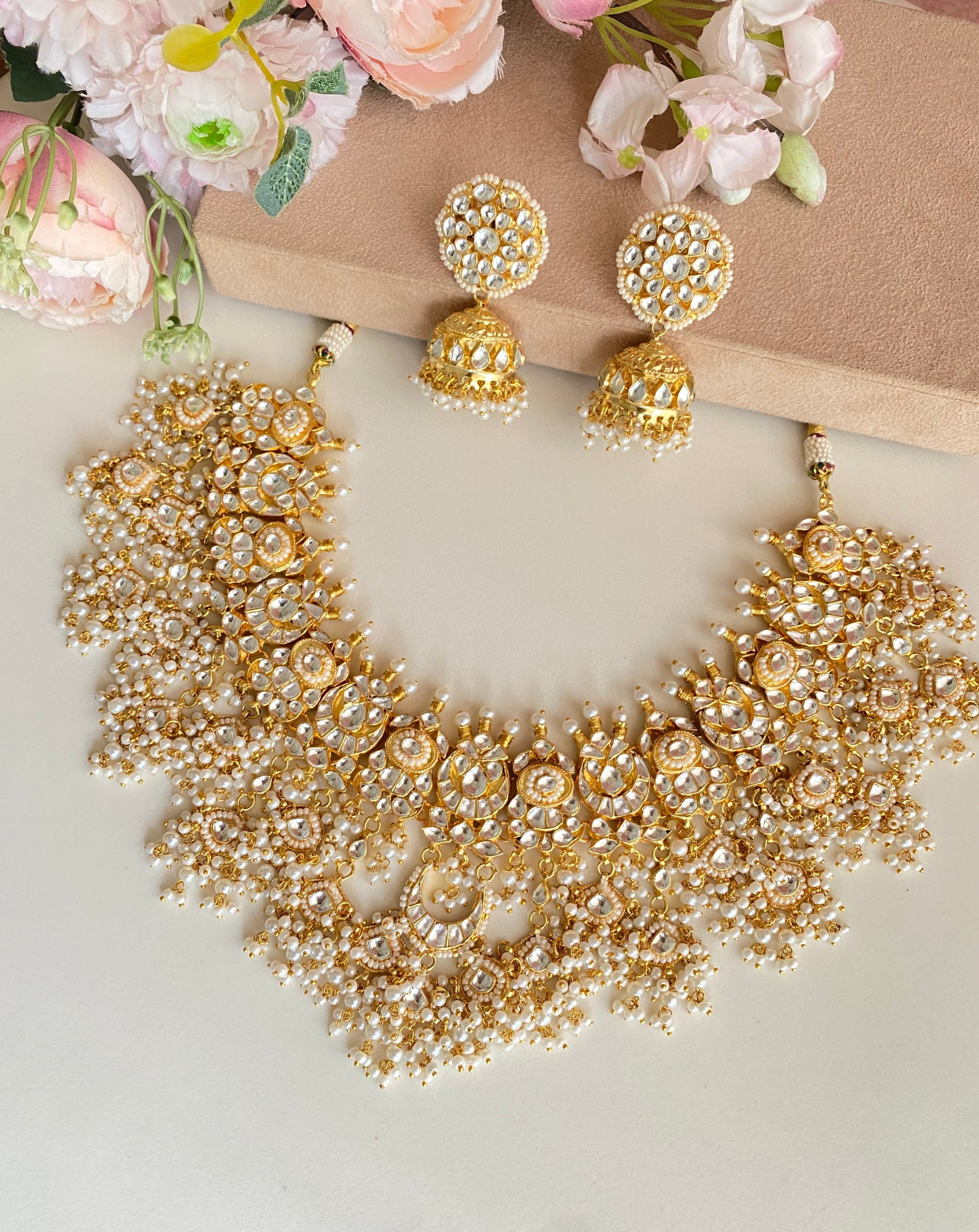 Gold Plated Kundan Bridal Necklace Set