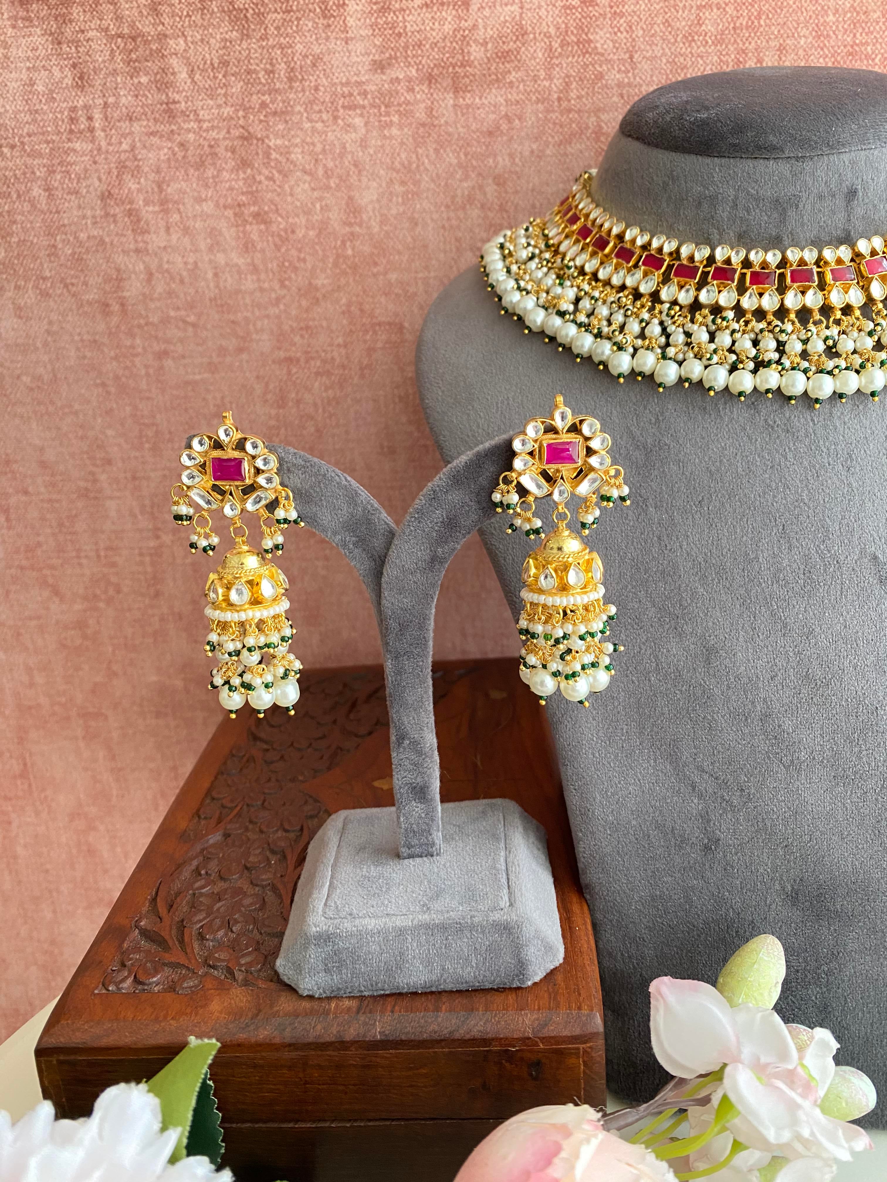 Pink Kundan necklace set