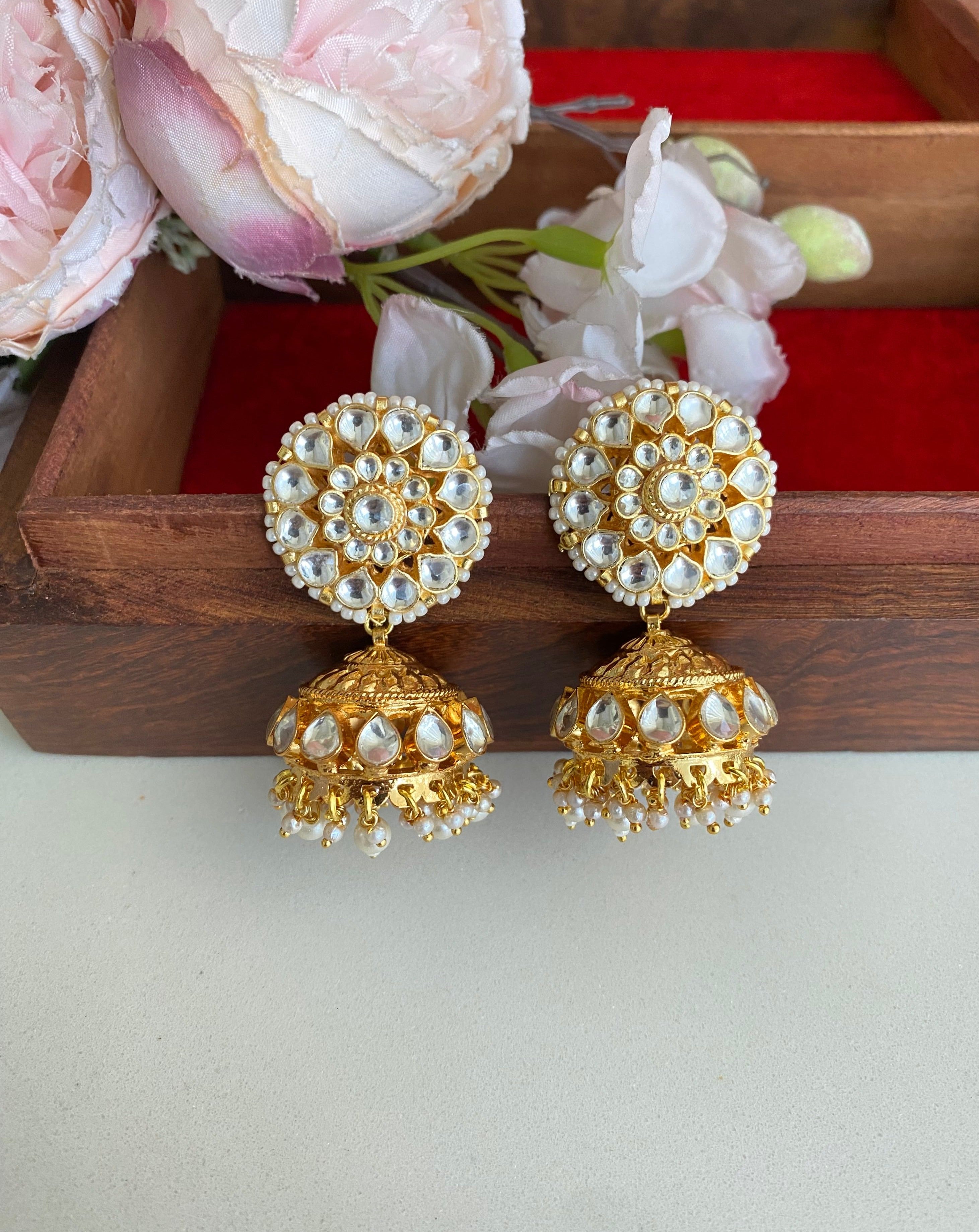 Gold Plated Kundan Jhumka