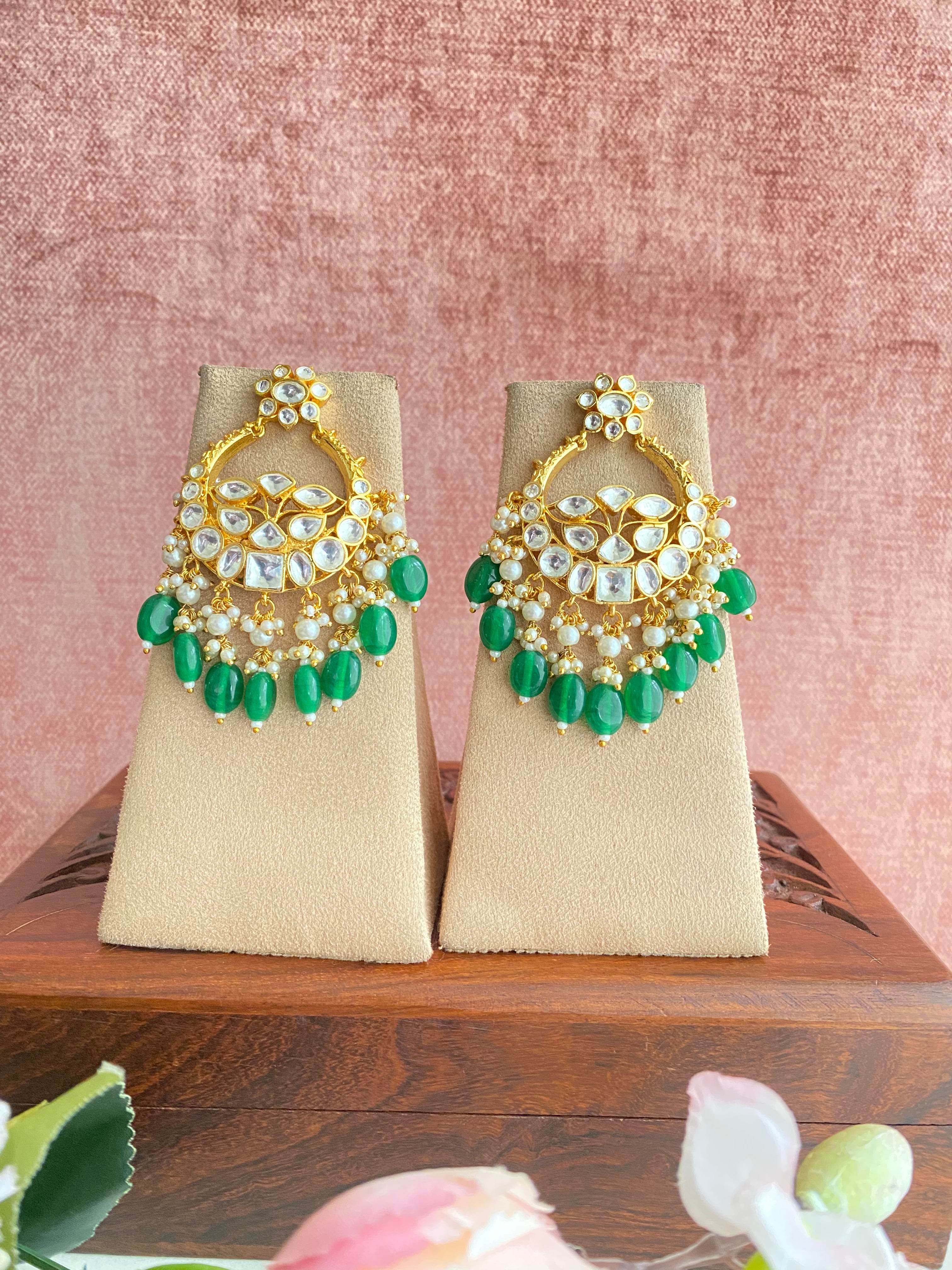 Gold plated Kundan Chandbaali Earrings