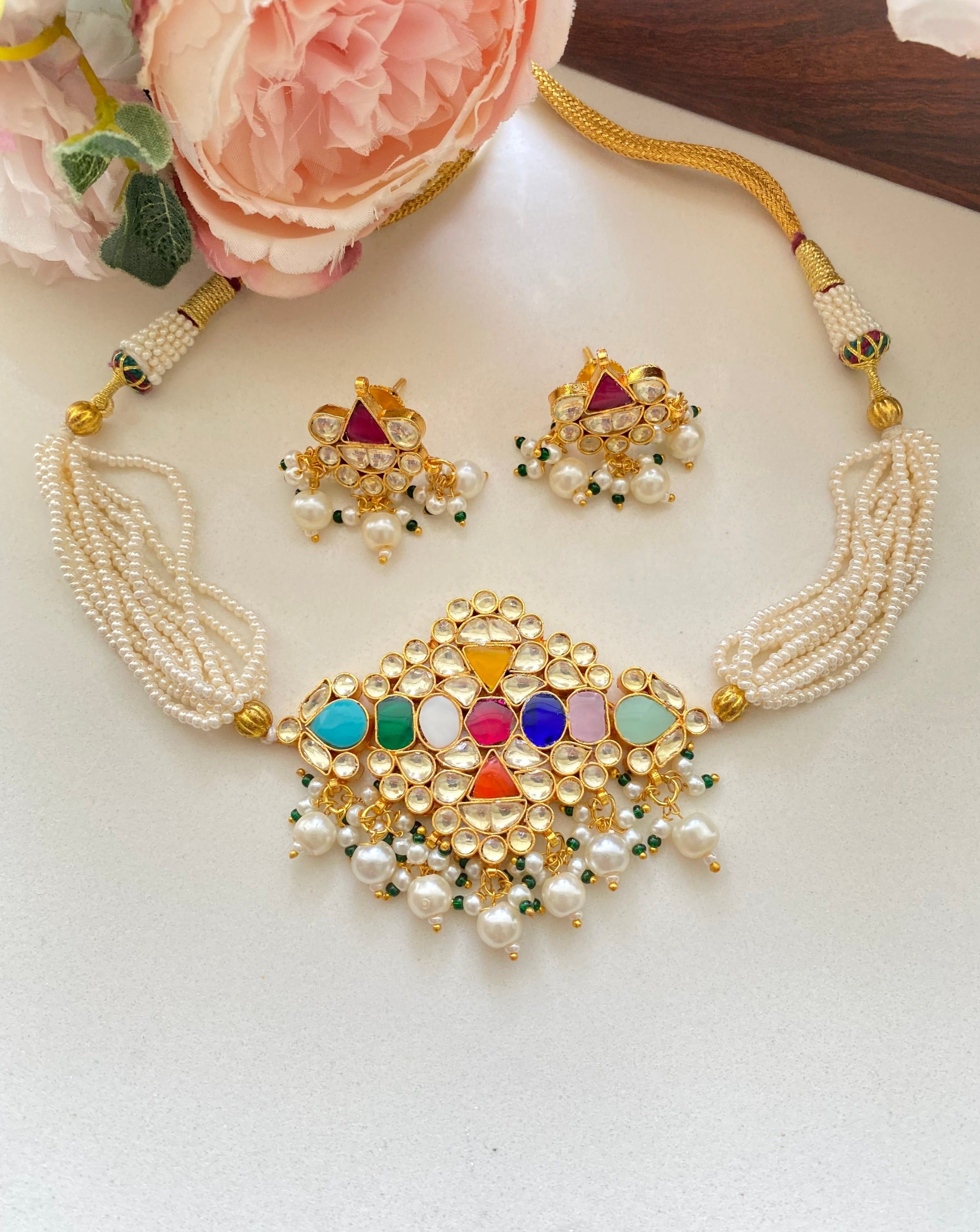 Navratan Kundan choker set