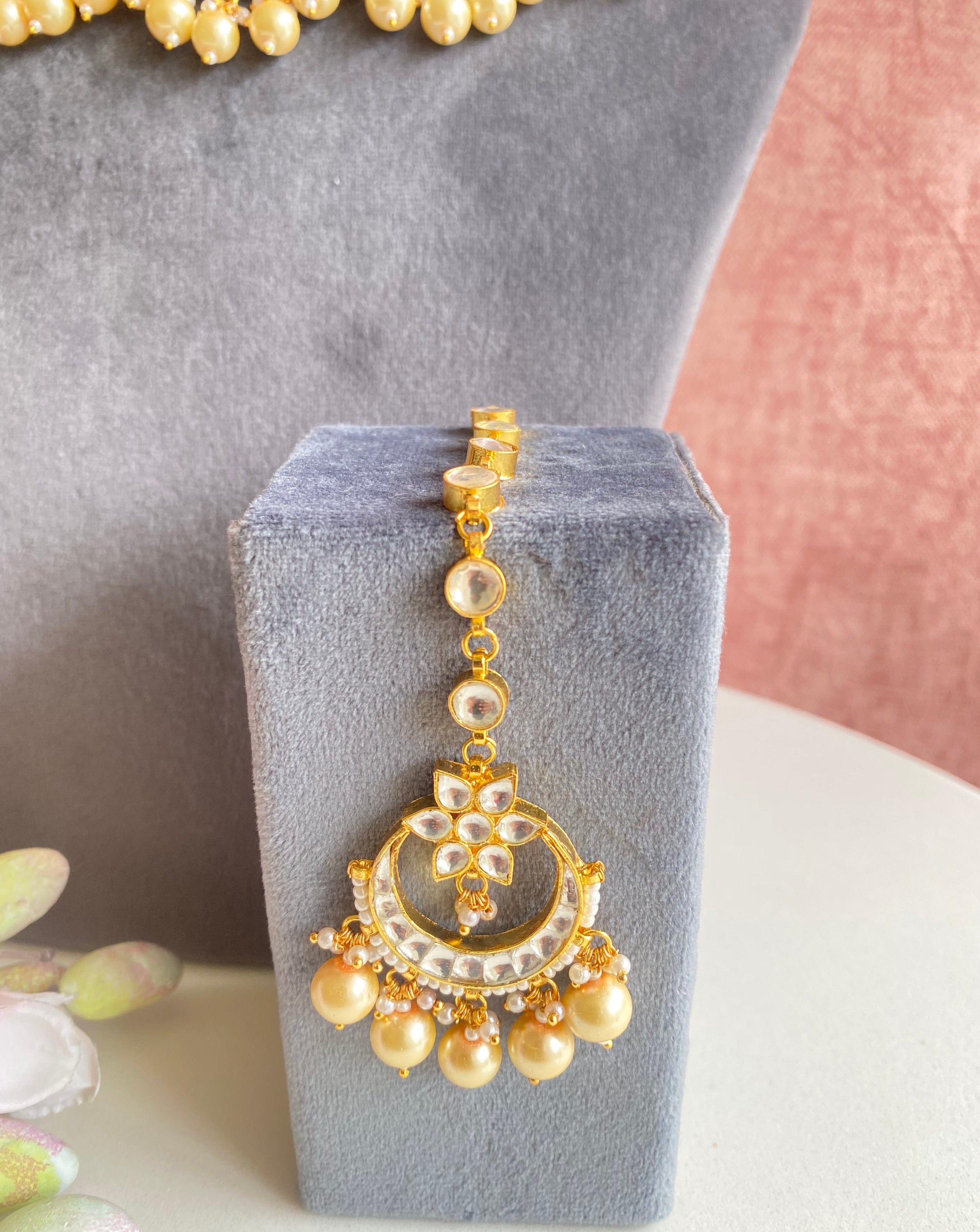 Gold Plated Bridal Kundan Necklace Set