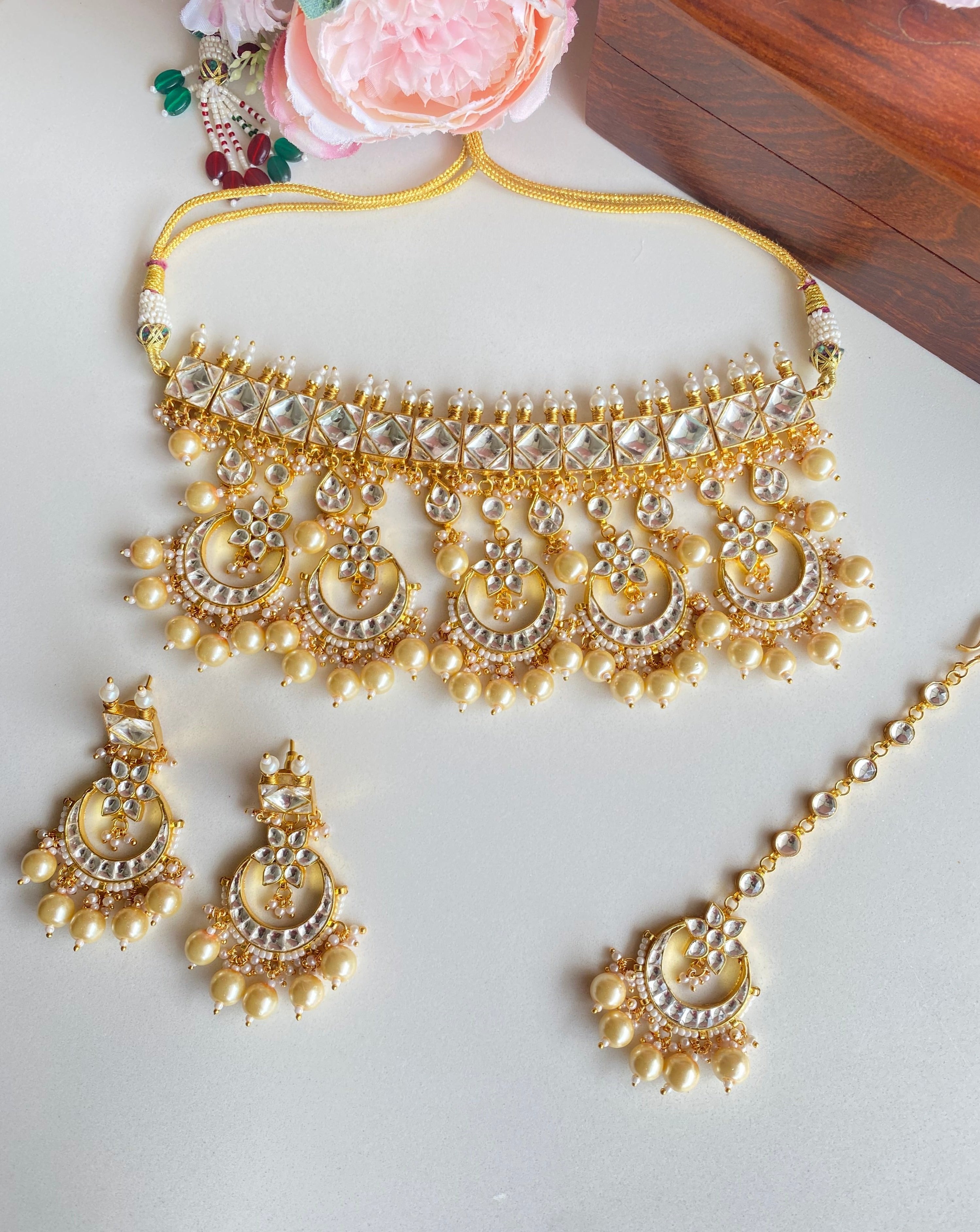 Gold Plated Bridal Kundan Necklace Set