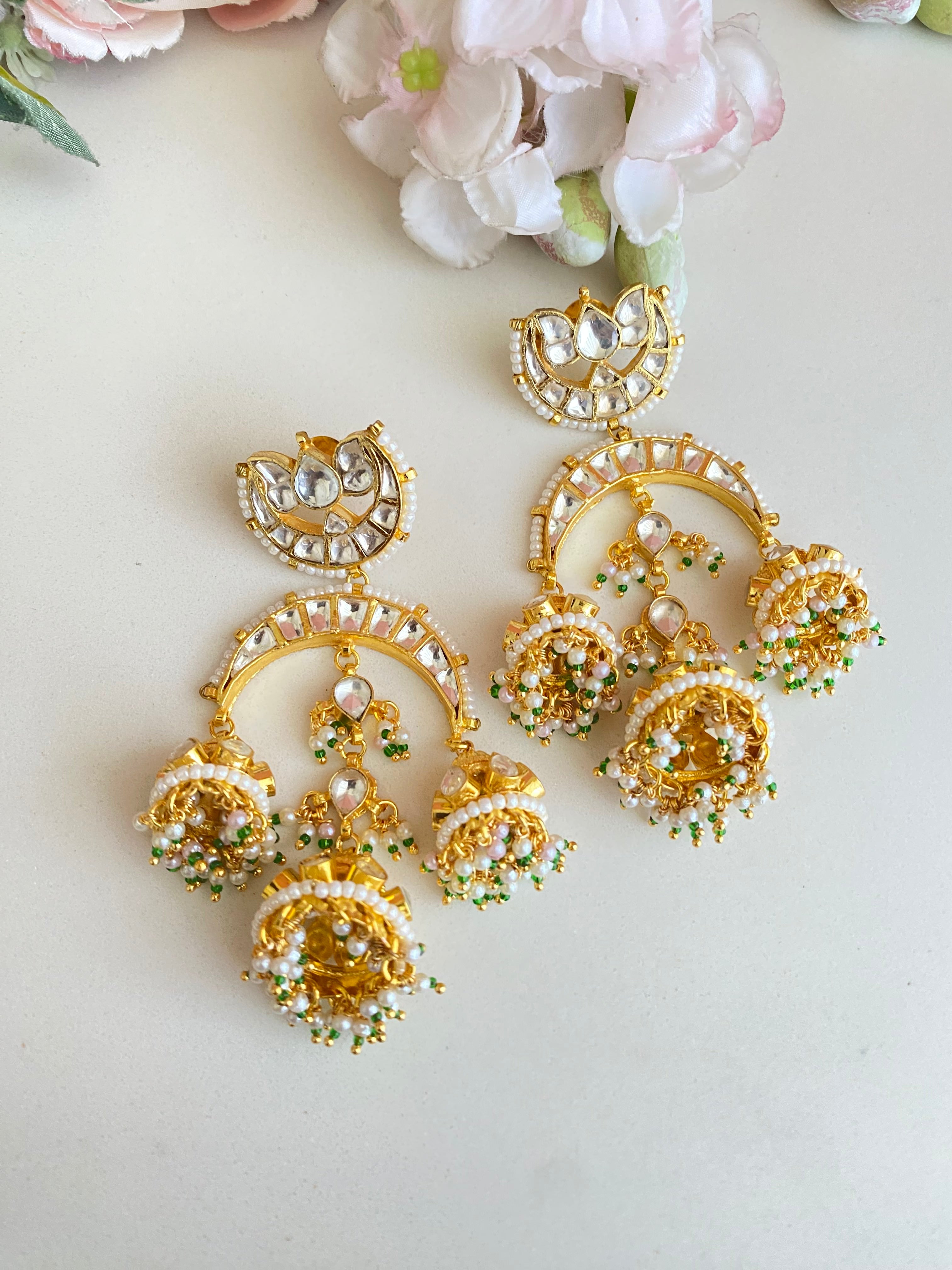 Gold plated Kundan Jhumka Earring