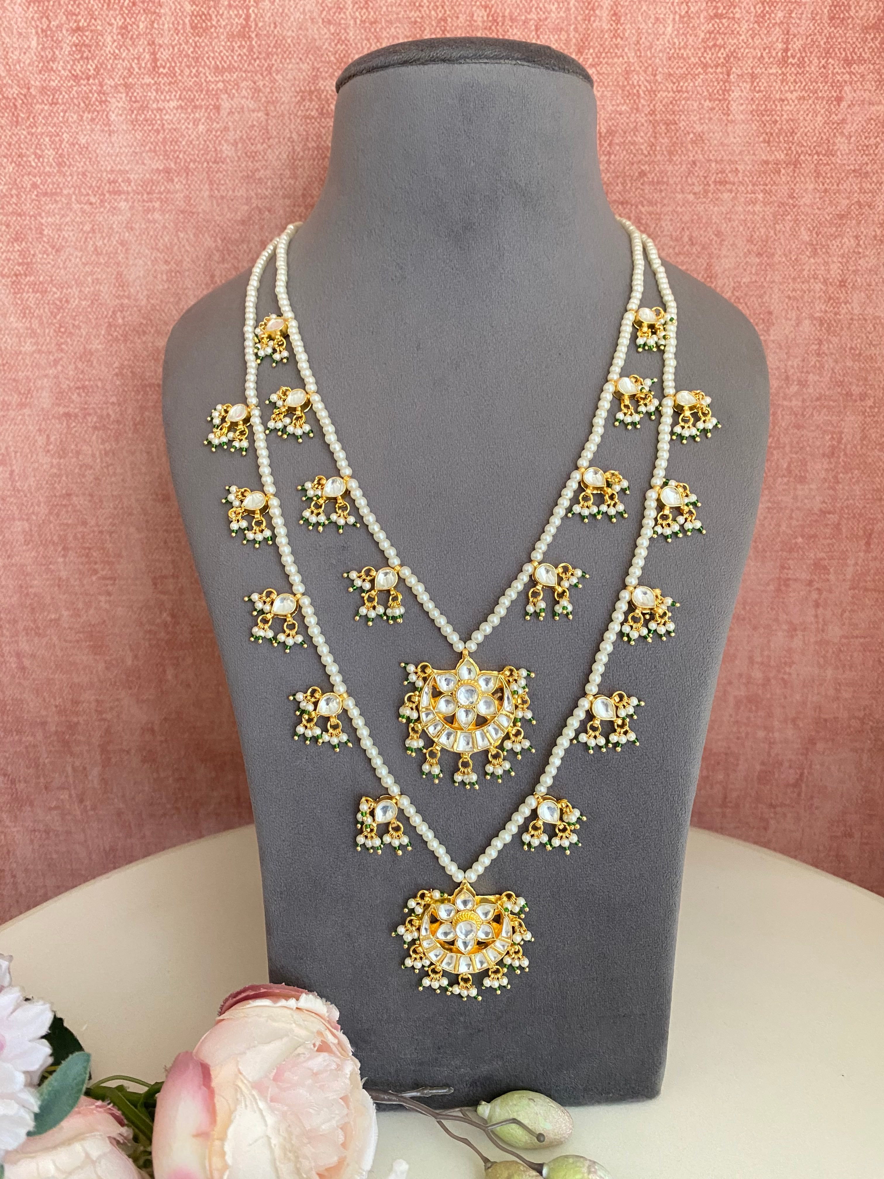 Two-Line gold plated Jadau Kundan Raani Haar/ Necklace