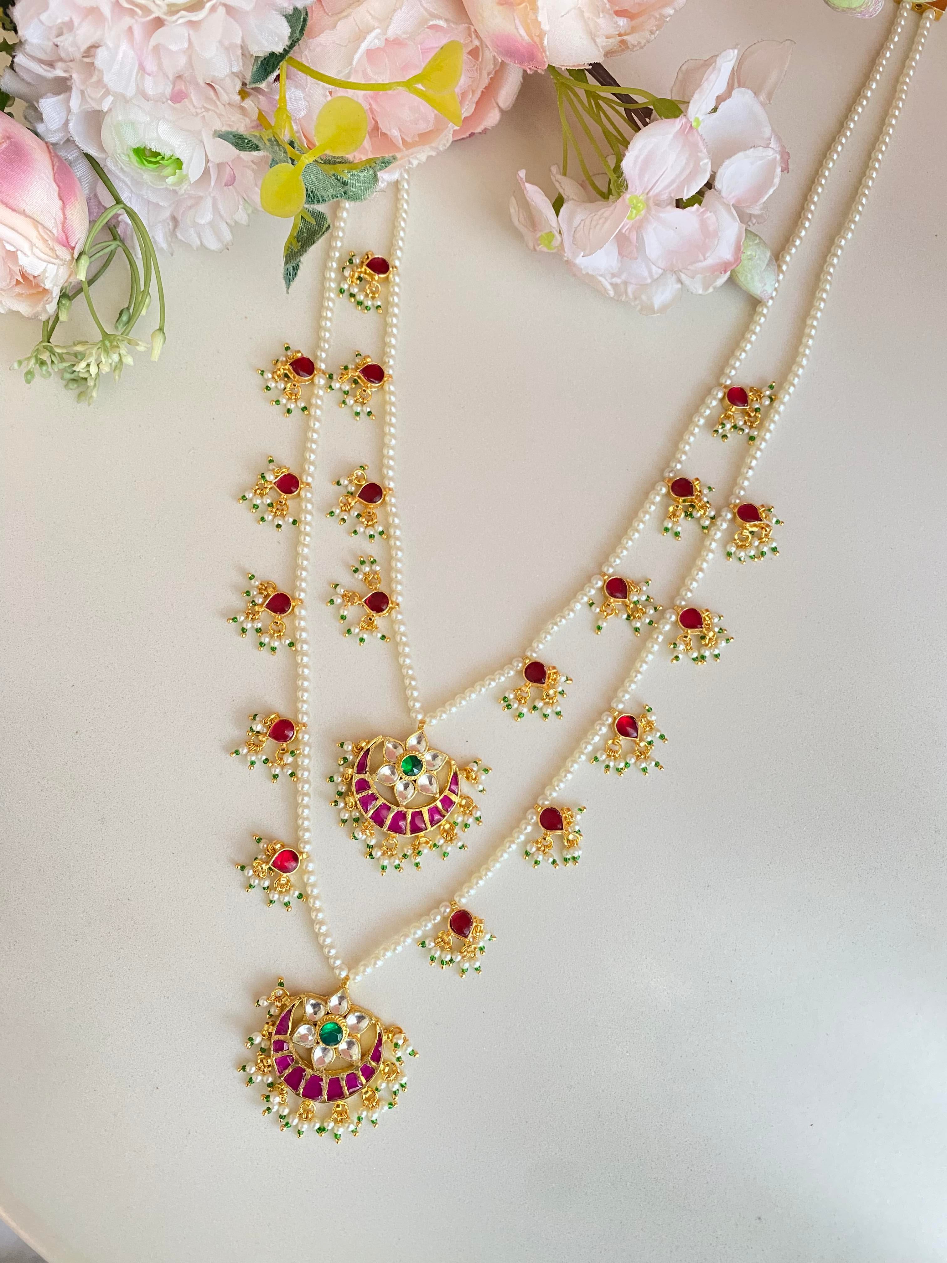 Two-Line gold plated Jadau Kundan Raani Haar/ Necklace