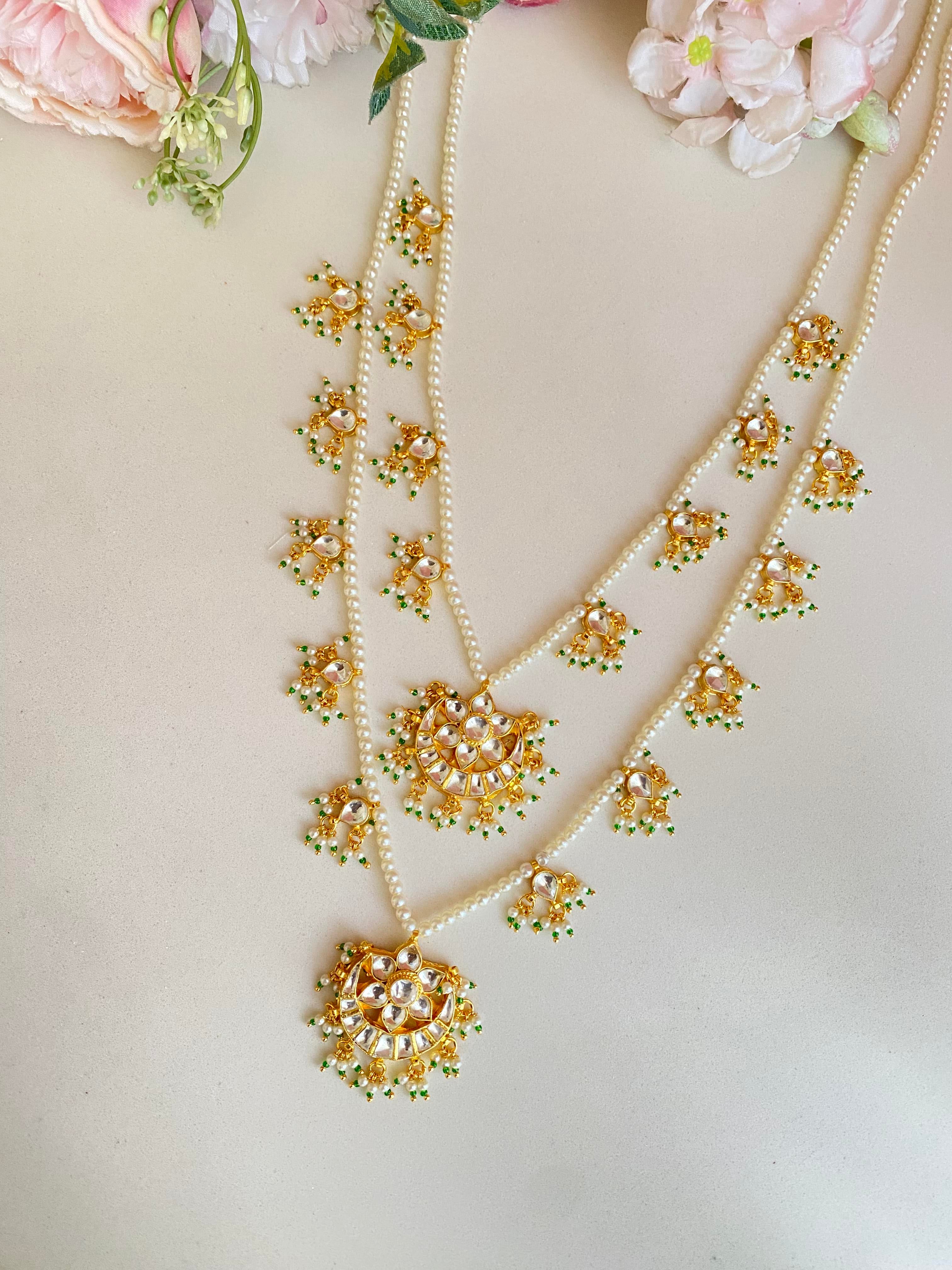 Two-Line gold plated Jadau Kundan Raani Haar/ Necklace