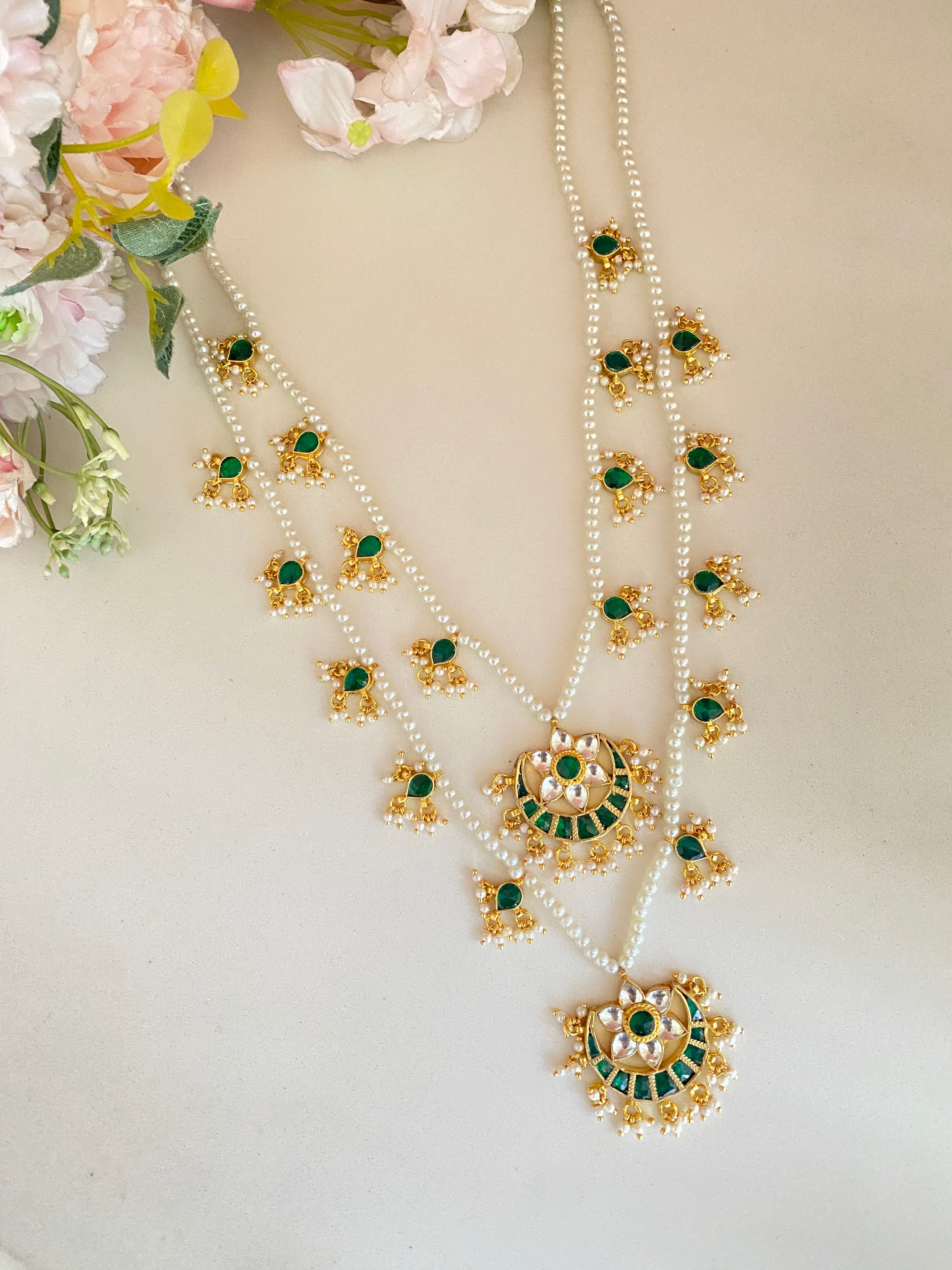 Two-Line gold plated Jadau Kundan Raani Haar/ Necklace