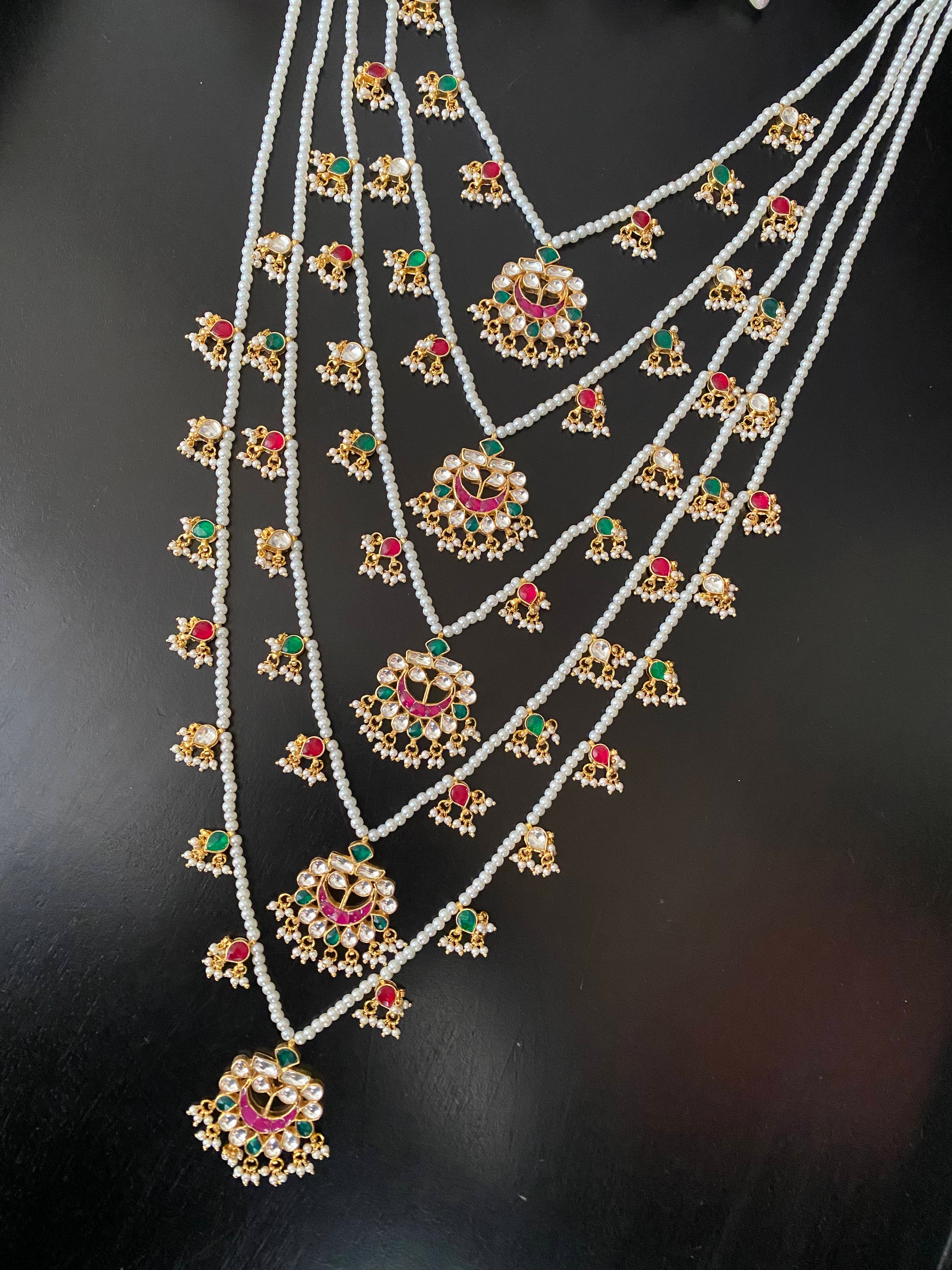 Five-Line gold plated Jadau Kundan Raani Haar/ Necklace