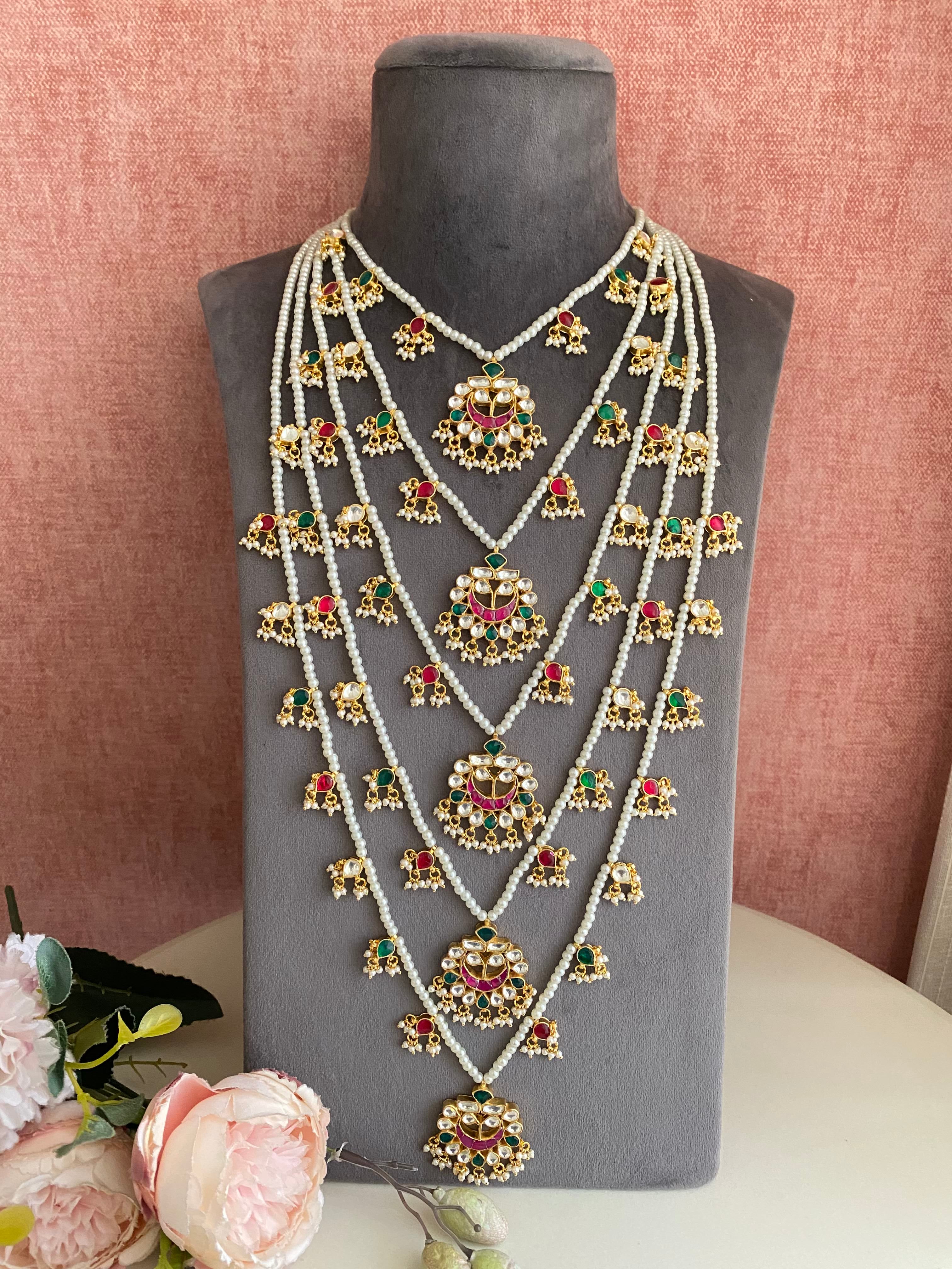 Five-Line gold plated Jadau Kundan Raani Haar/ Necklace