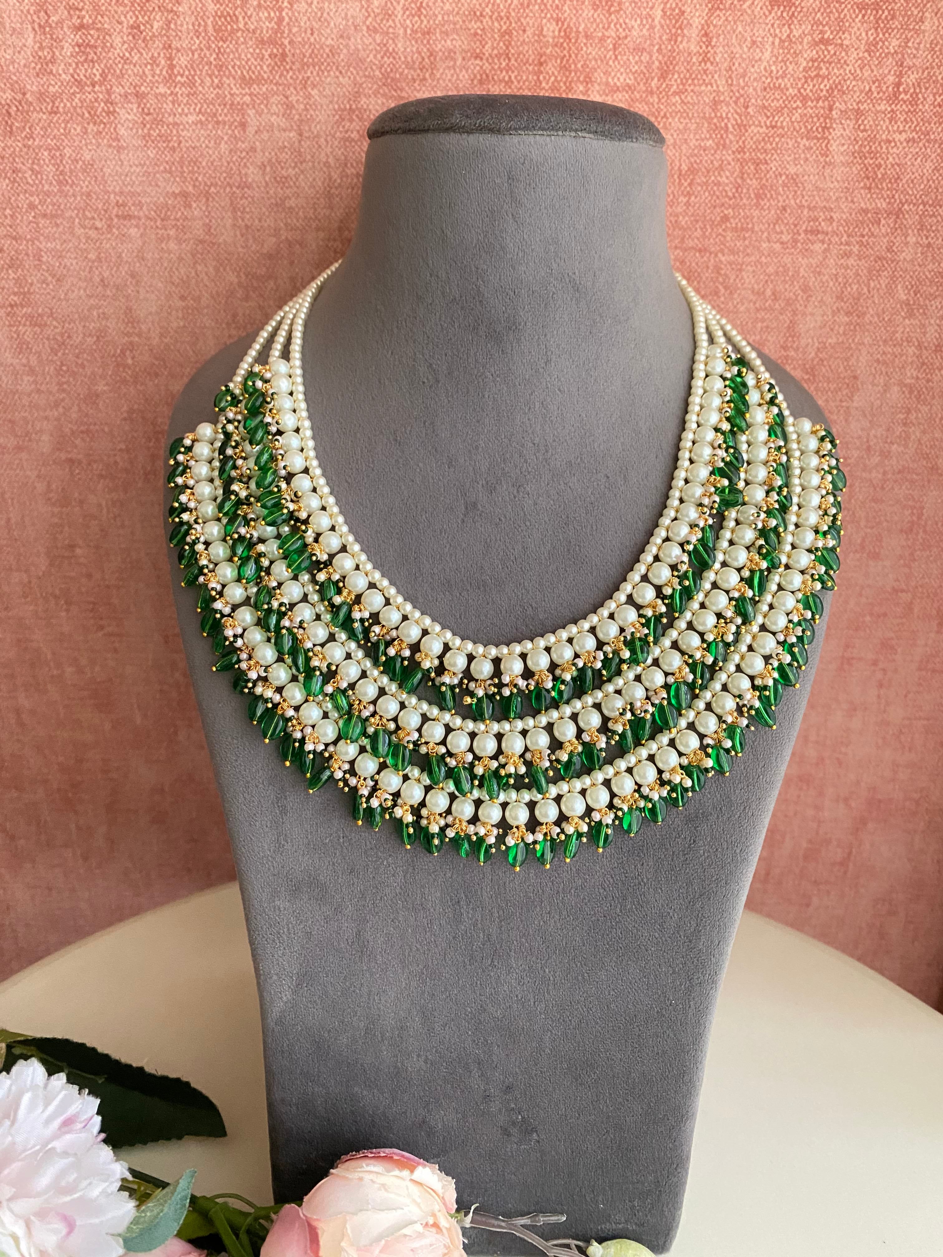 Three-Line Gold plating Pearl necklace