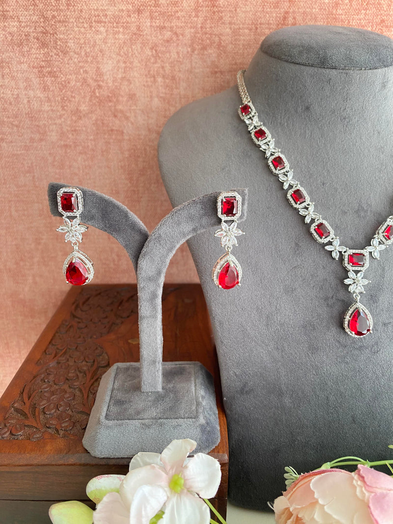 Ruby and Diamond Long Necklace set