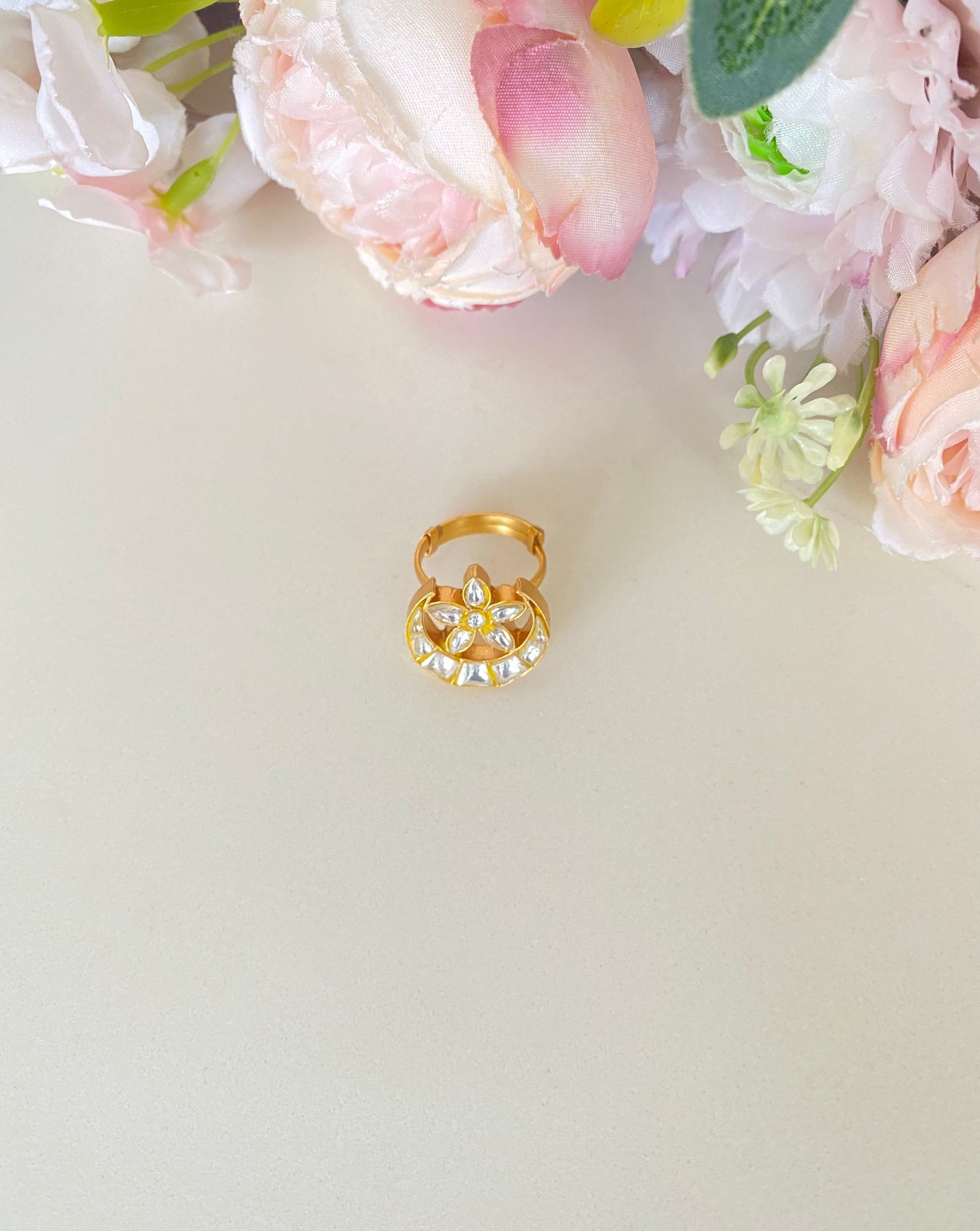 Gold plated Kundan Chand Ring