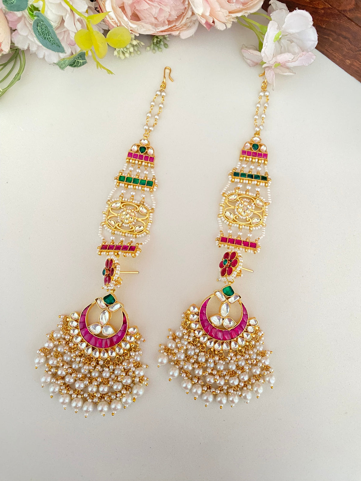 Gold plated Kundan Chandbaali Earring