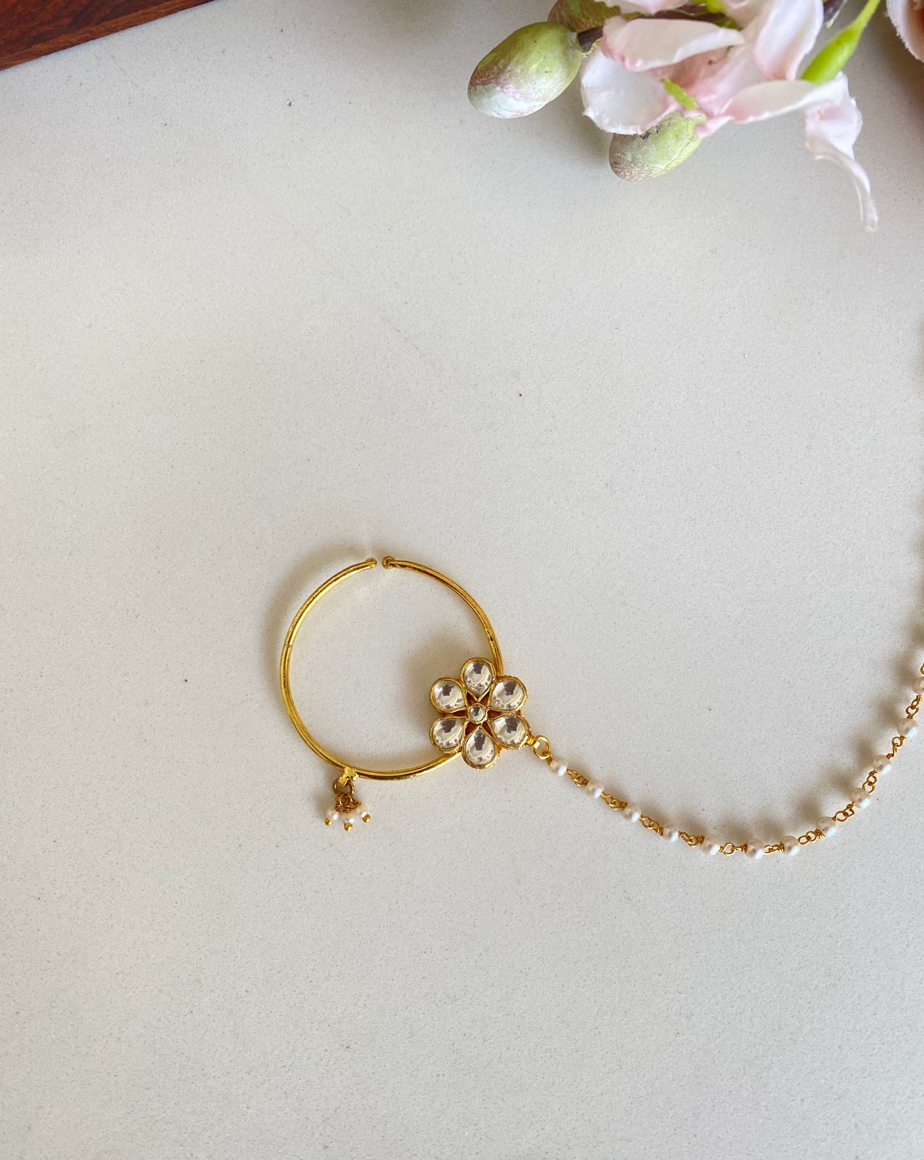 Gold plated Kundan Nose Ring