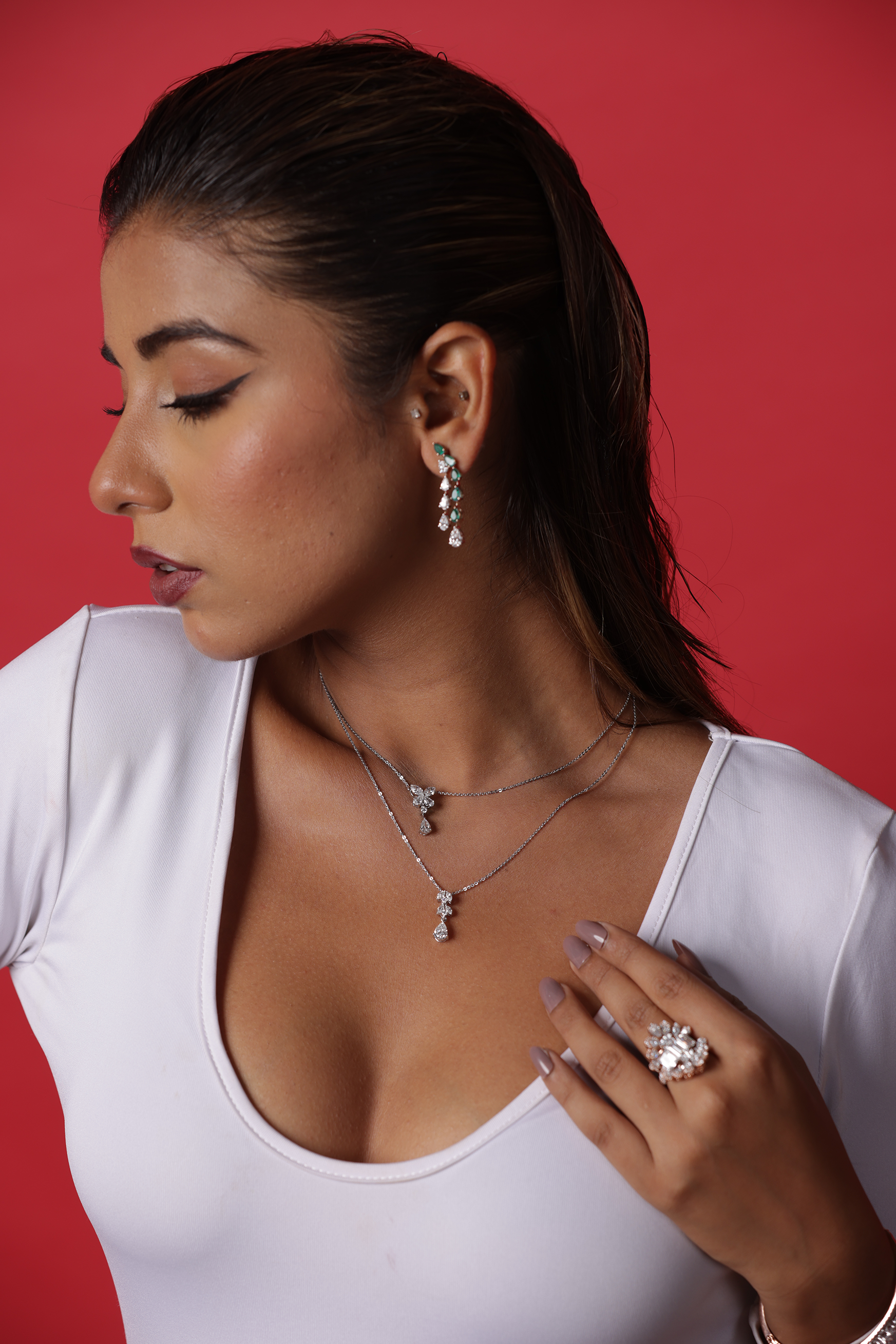 Lustre Drop Diamond Necklace