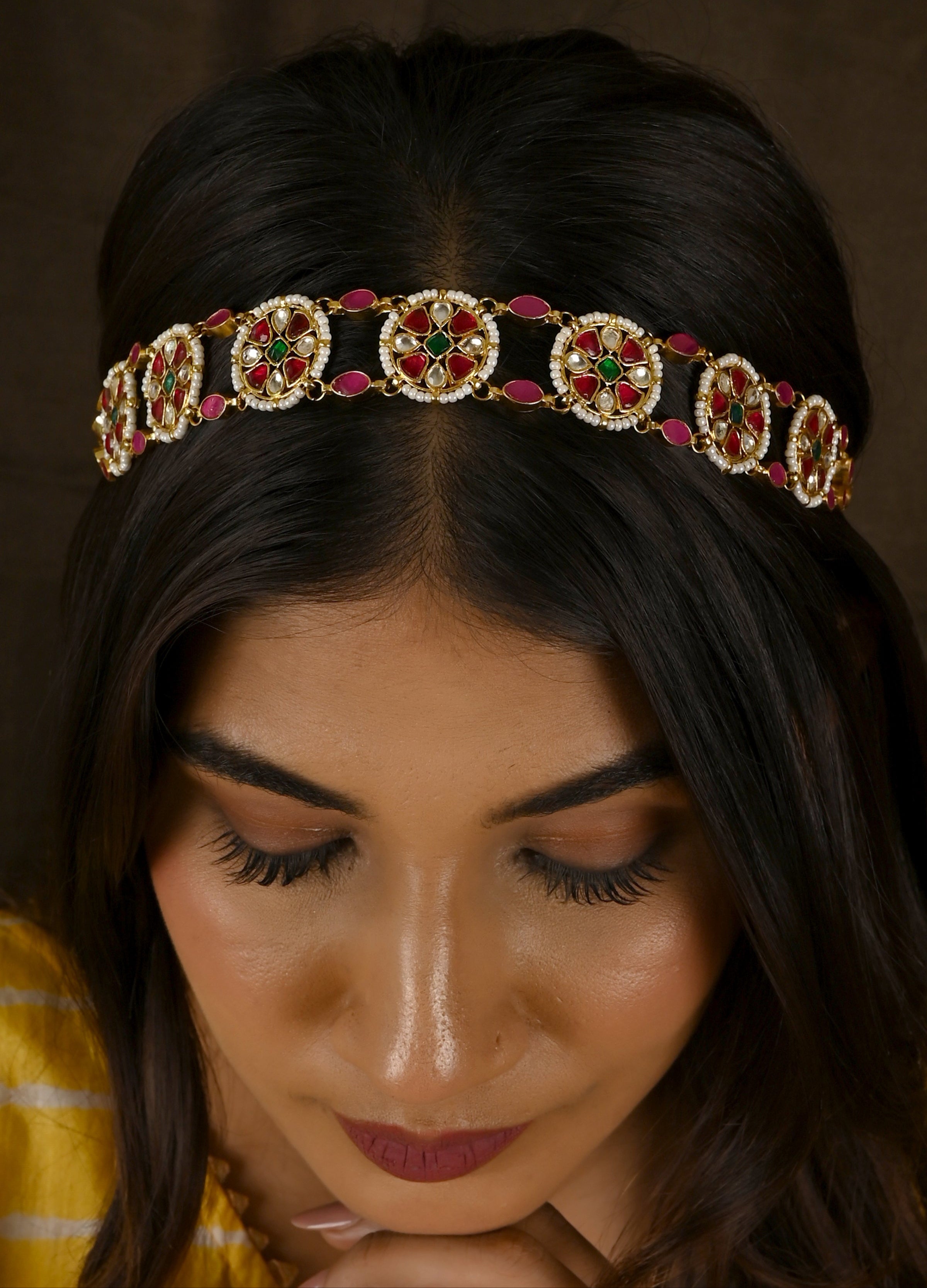 Gold Plated Kundan Sheeshphool