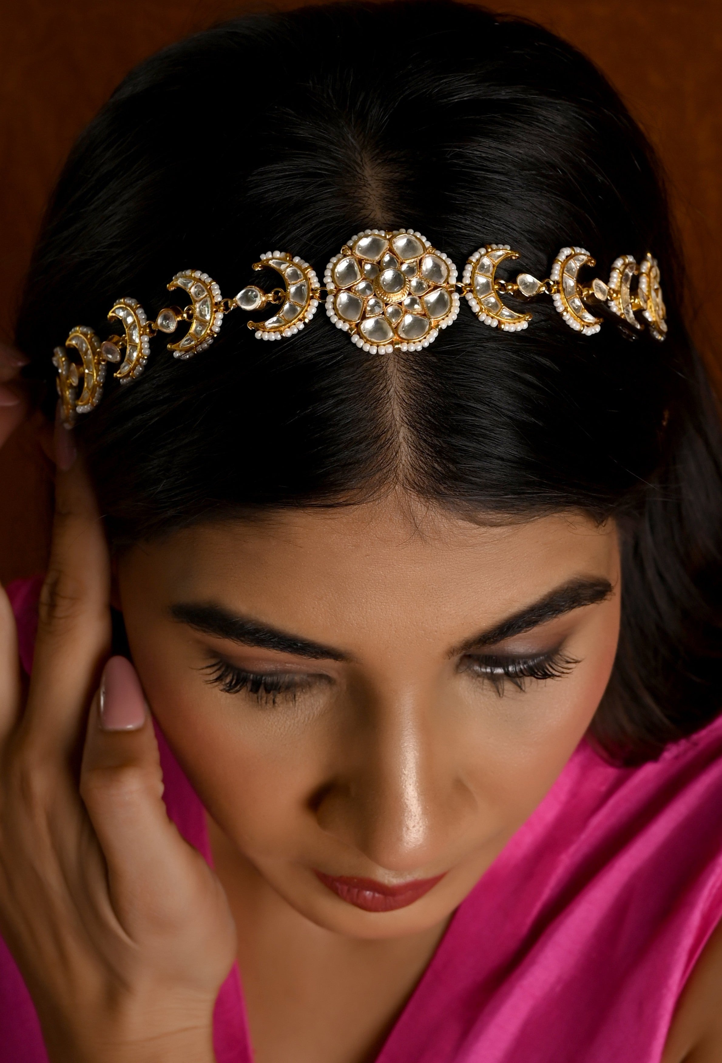 Gold plated Kundan Chand Sheeshphool