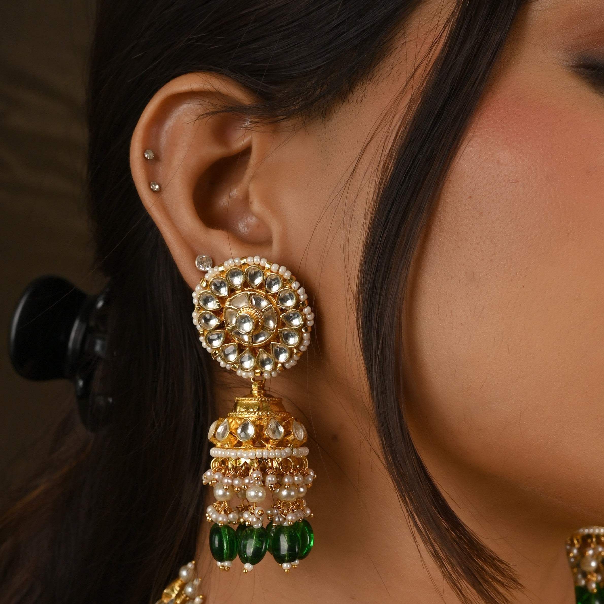 Kundan Gold plated Necklace Set With Jhumka