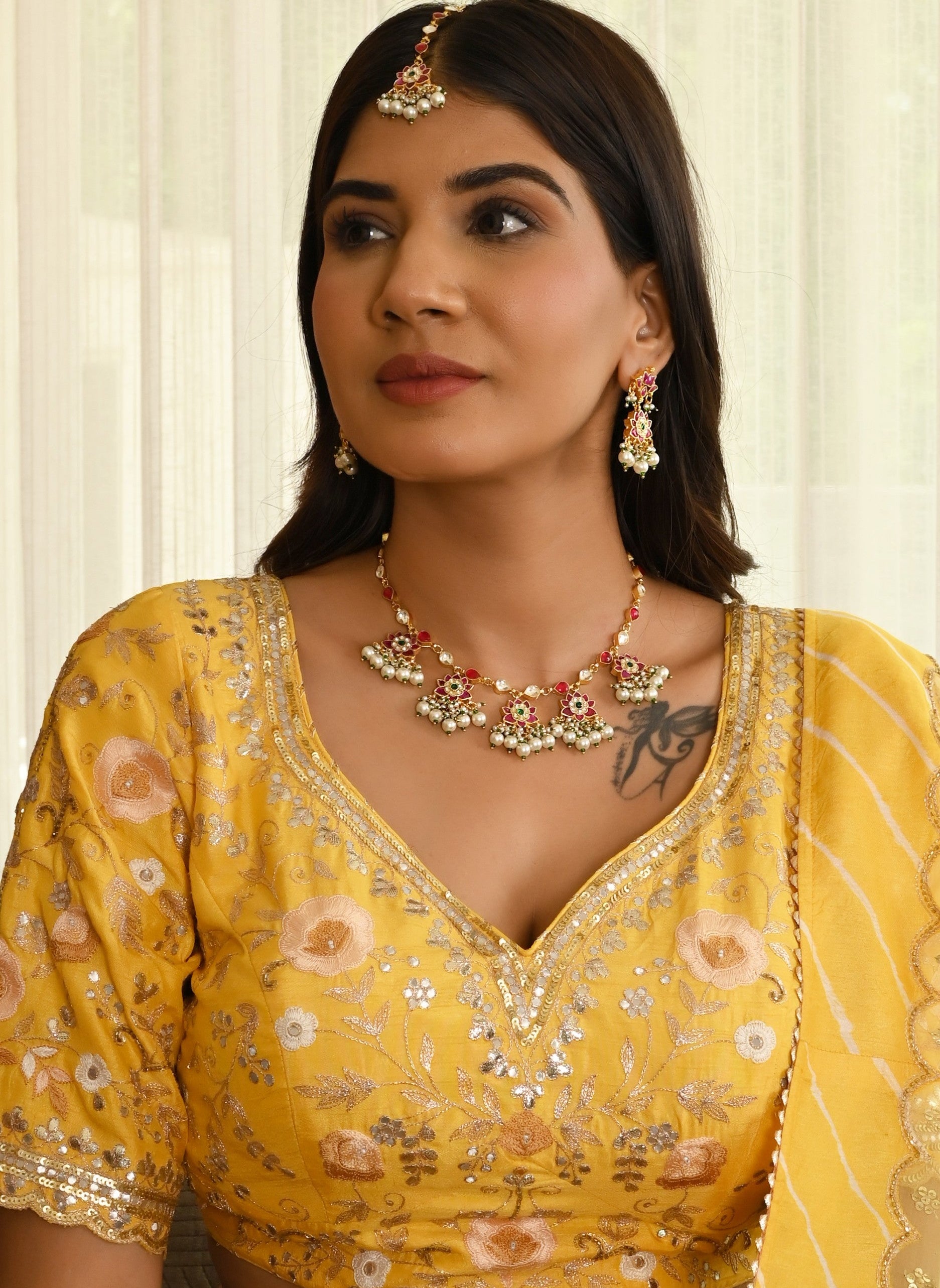 Pink Kundan Choker Set