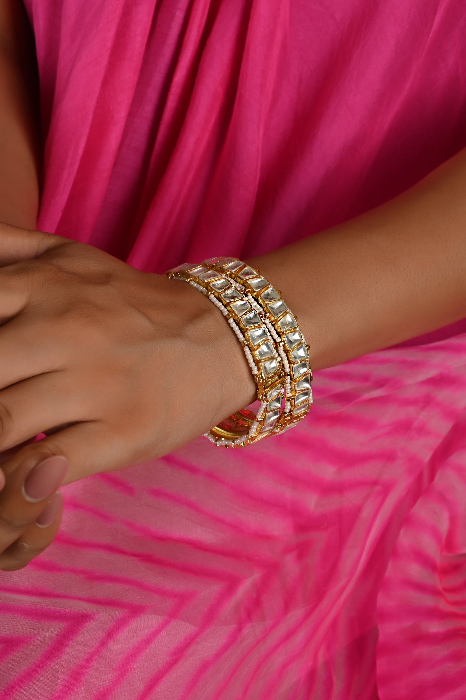 Gold plated Kundan Bangle