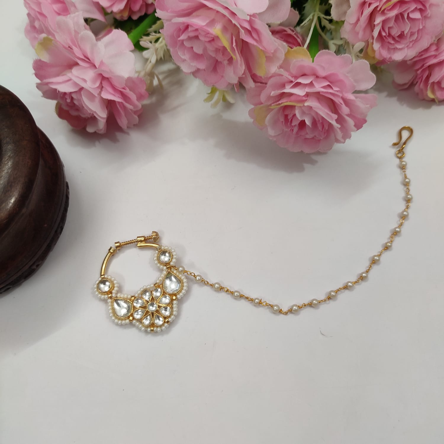 Gold plated Kundan Nose Ring