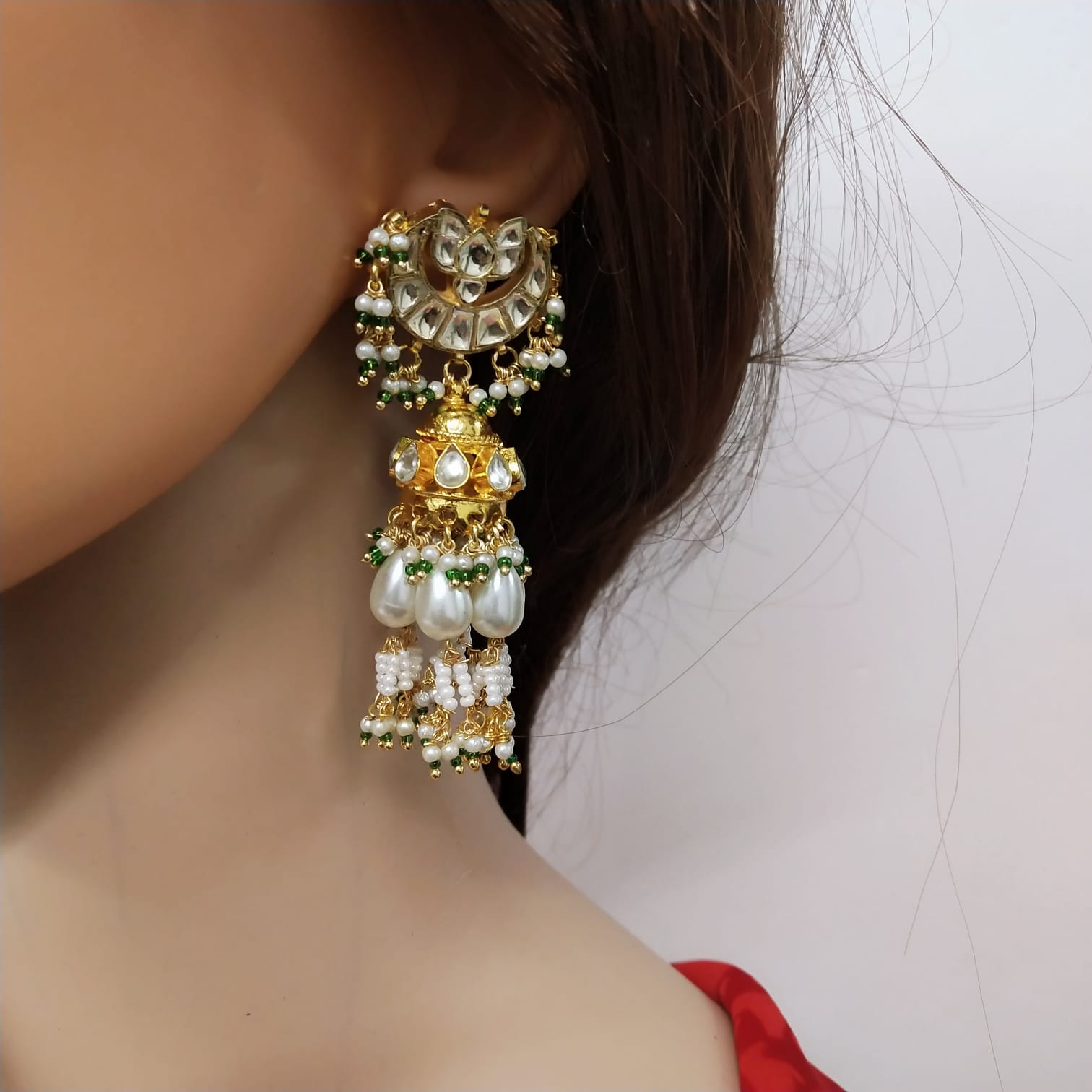 Gold plated Kundan Jhumka