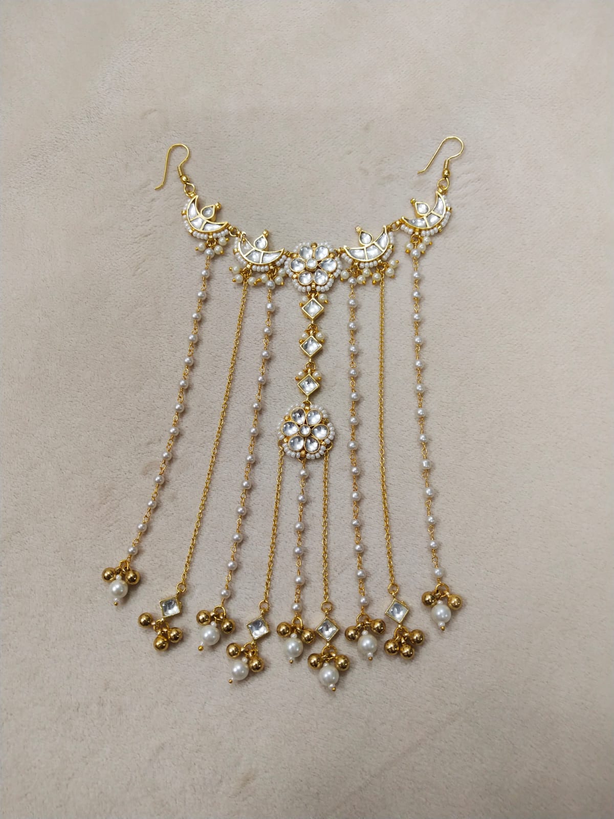 Gold Plated Kundan braid hair accessory