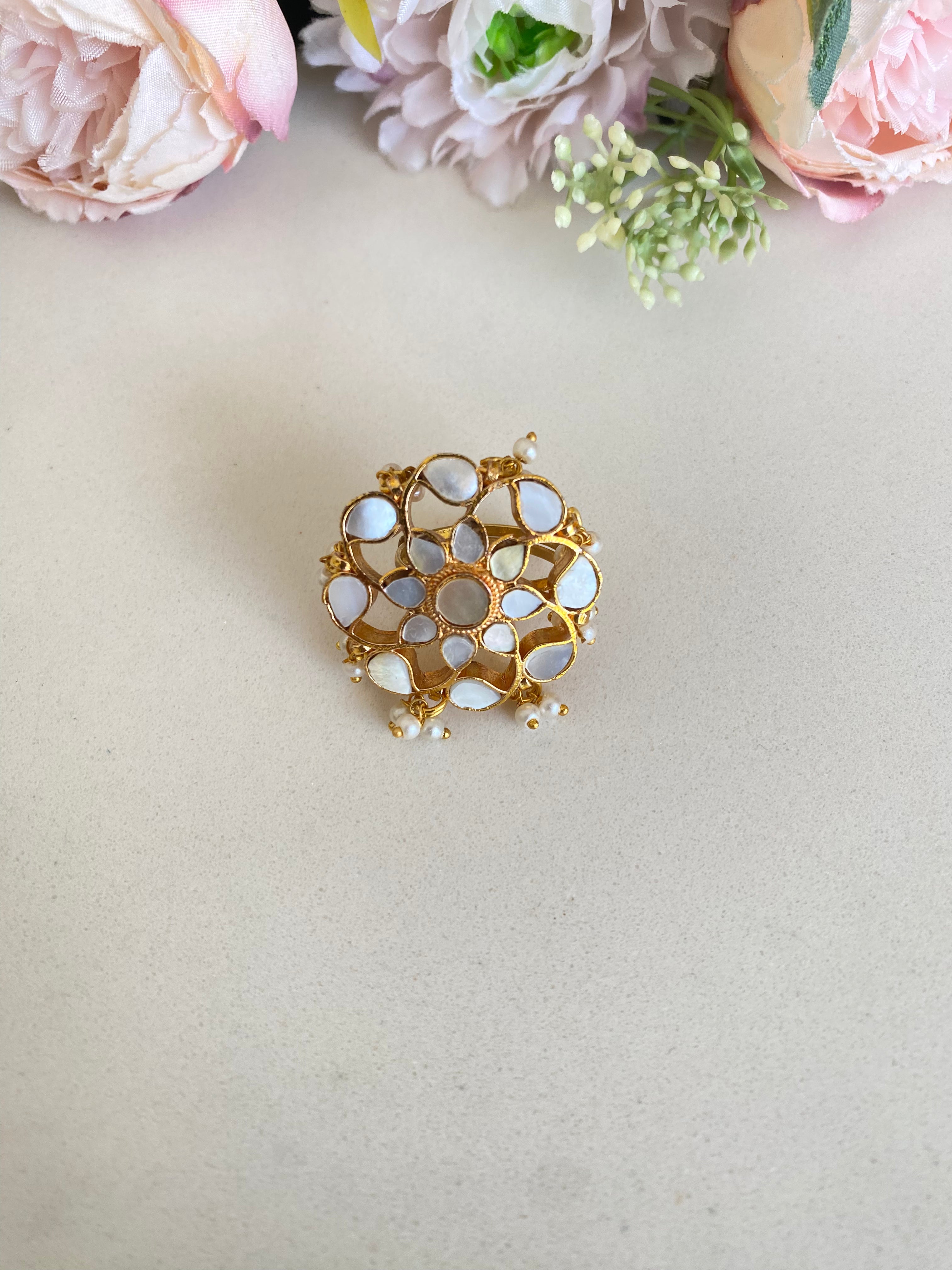 Gold plated Mother of pearl Ring