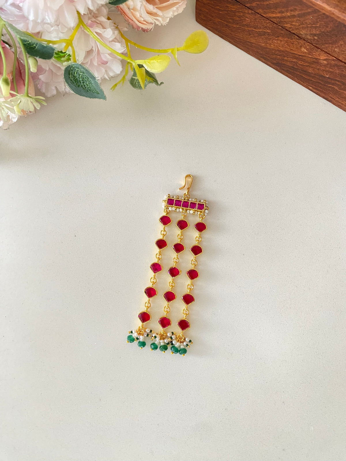 Gold Plated Kundan braid pin