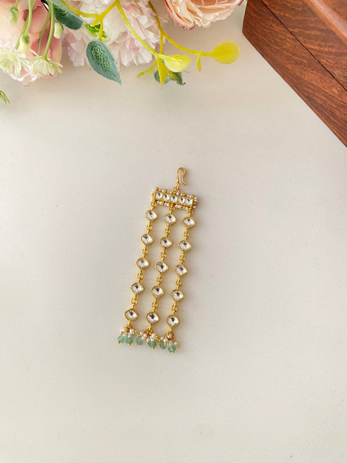 Gold Plated Kundan braid pin