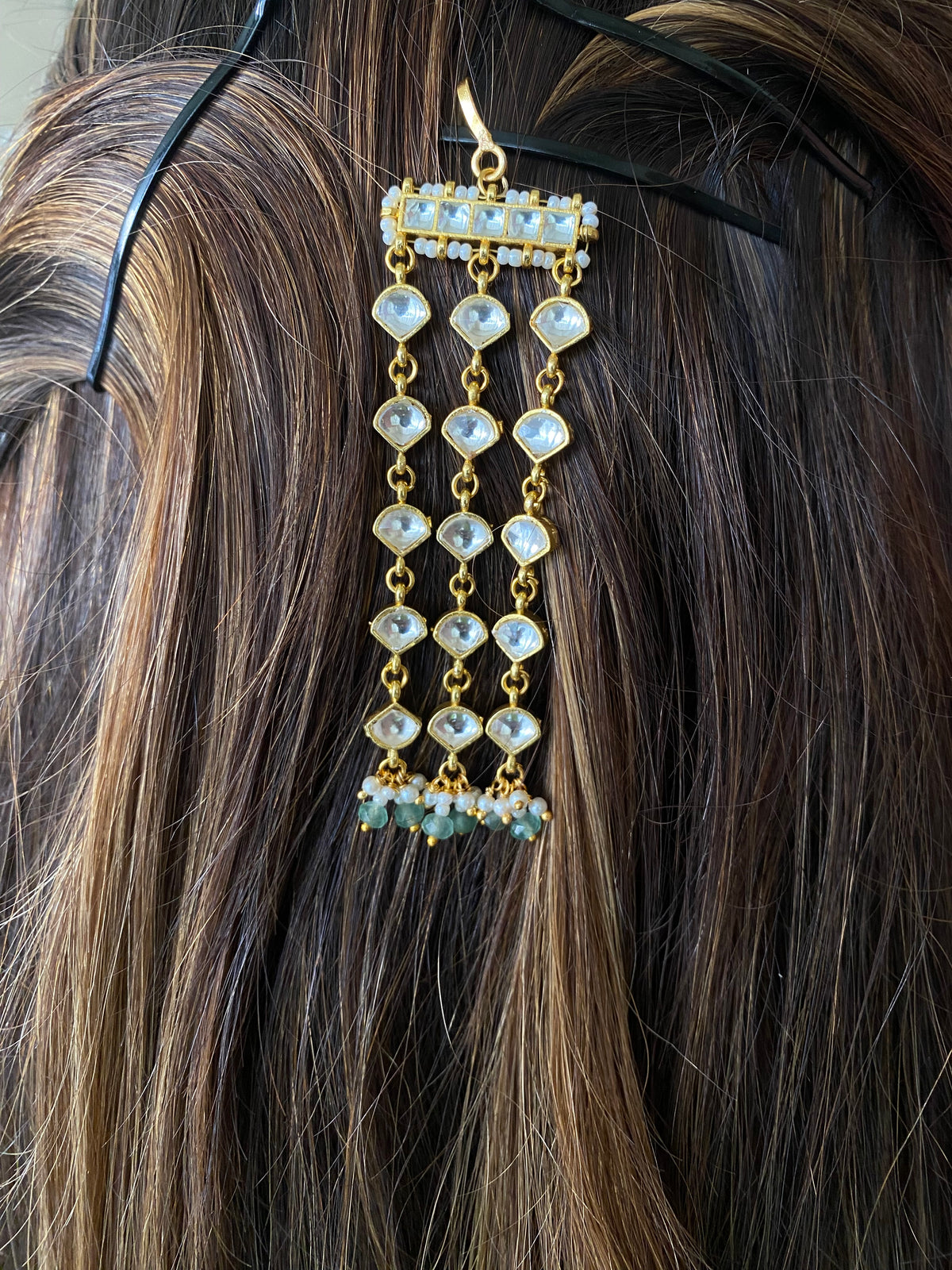 Gold Plated Kundan braid pin