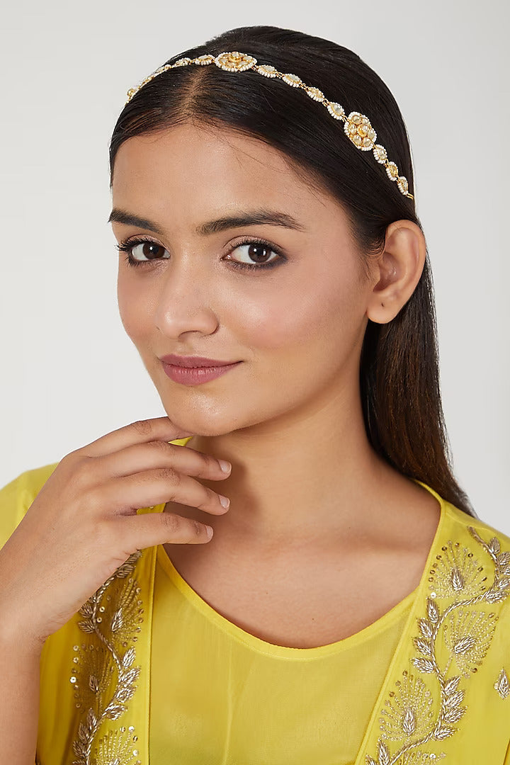Gold Plated Kundan floral sheeshphool