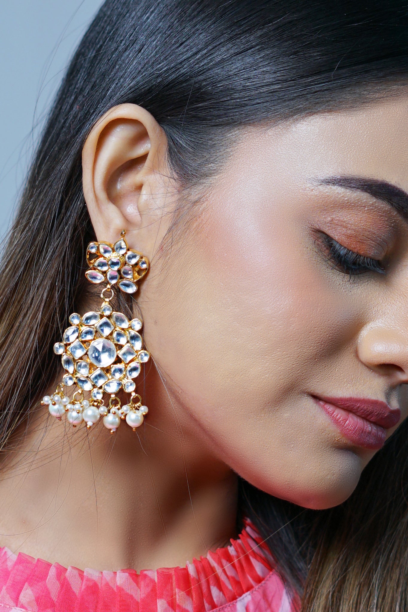 Gold plated Kundan pearl Earrings